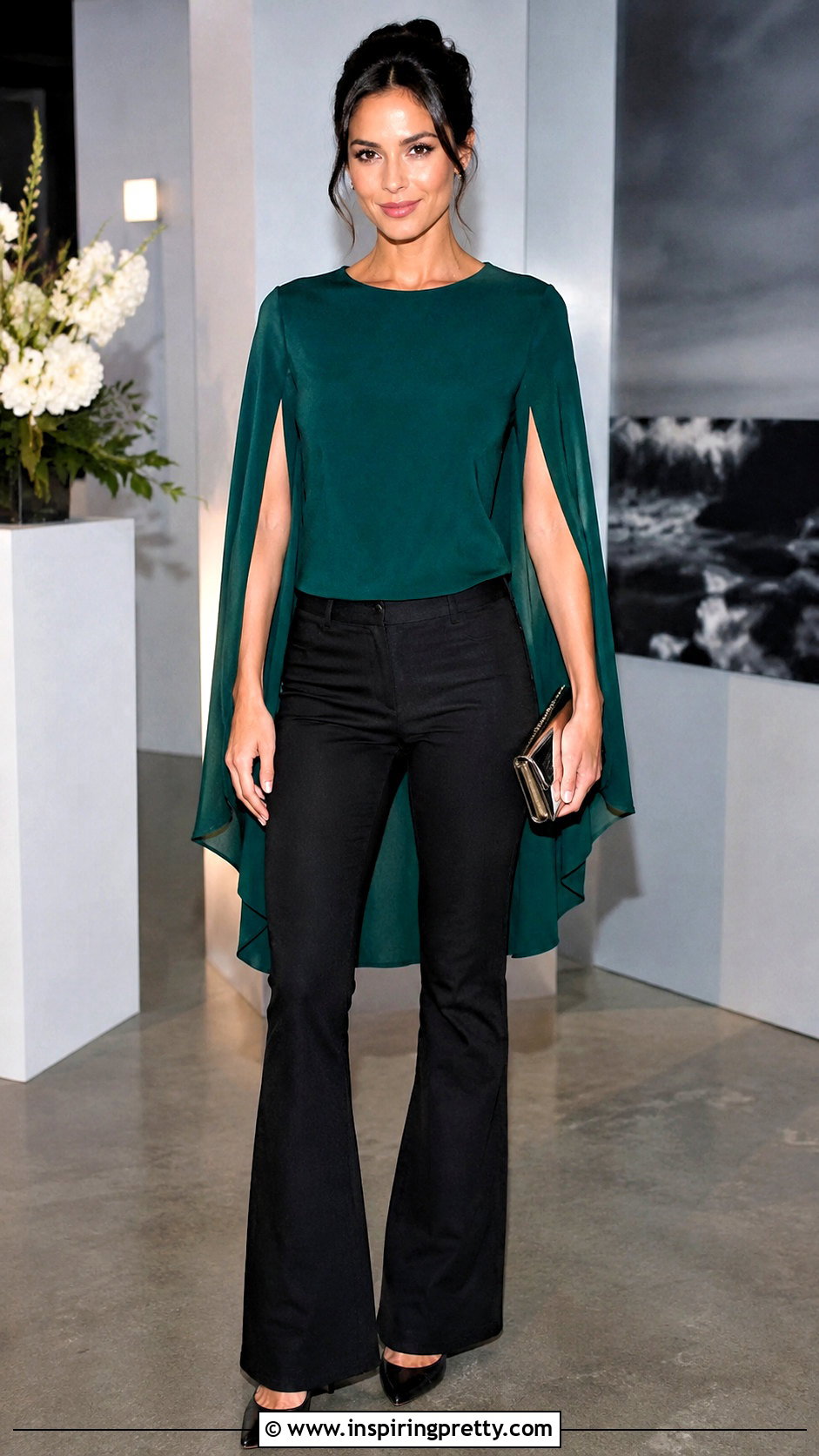 Black Jeans And Cape Sleeve Top - 50 jeans and a nice top night out