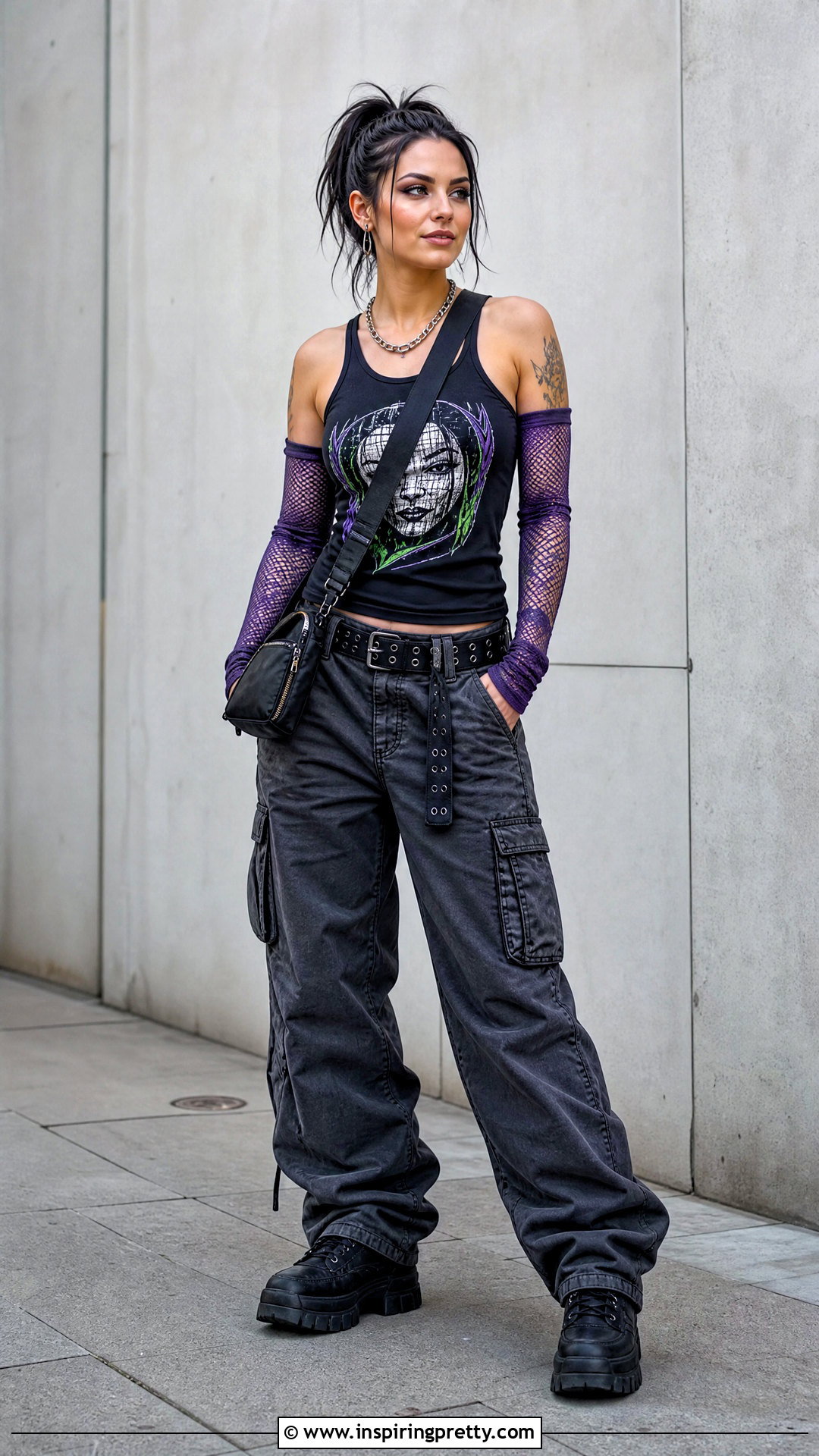 Black Jeff Hardy Tank Top With Baggy Cargo Pants - 20 Jeff Hardy Tank Top outfit ideas