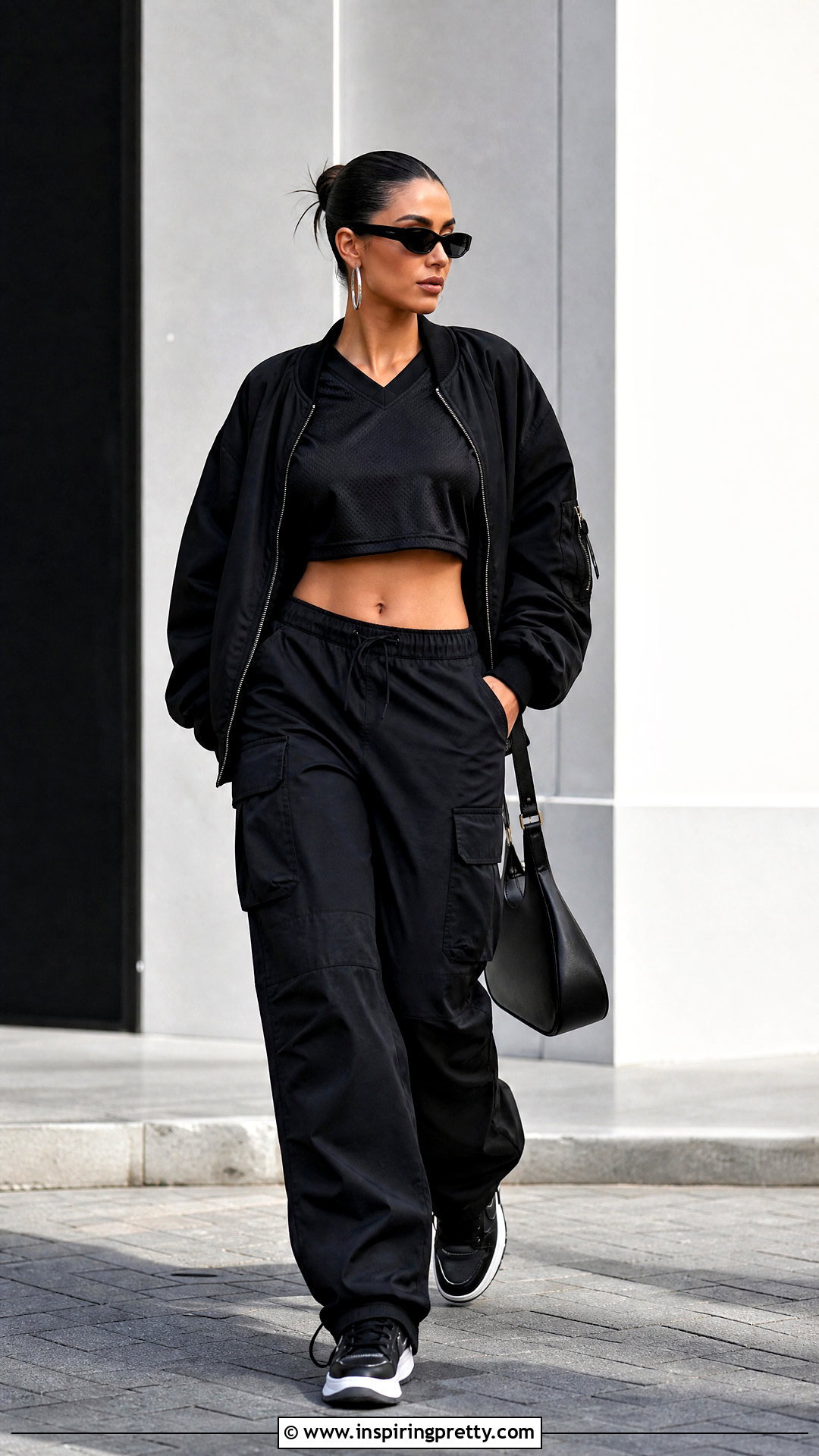Black Jersey Crop Top Monochrome Outfit - 50 jersey crop top outfit ideas