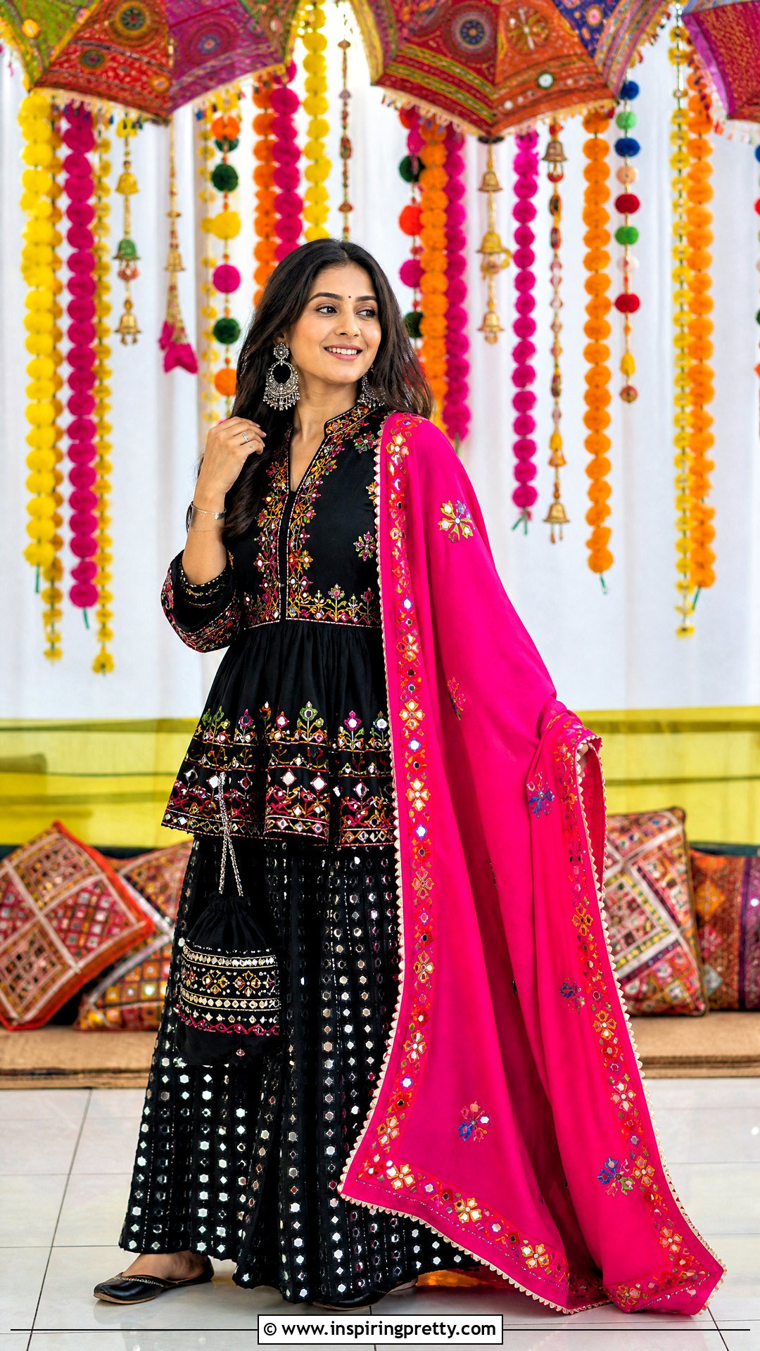Black Kediyu With Mirror Work Skirt - 50 Kediyu Top For Navratri outfit ideas