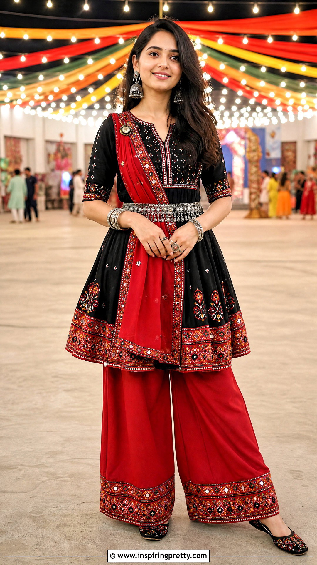 Black Kediyu With Red Palazzo Pants - 50 Kediyu Top For Navratri outfit ideas
