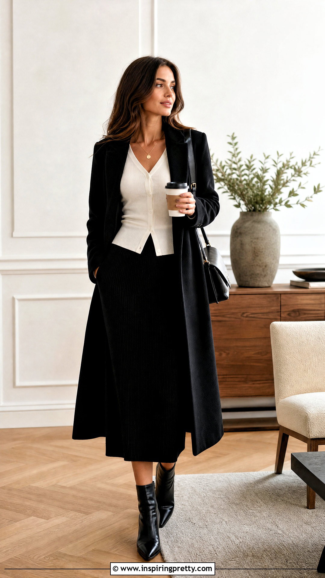 Black Knit Skirt And White Cardigan Outfit - 50 Black Skirt And White Top Outfit ideas