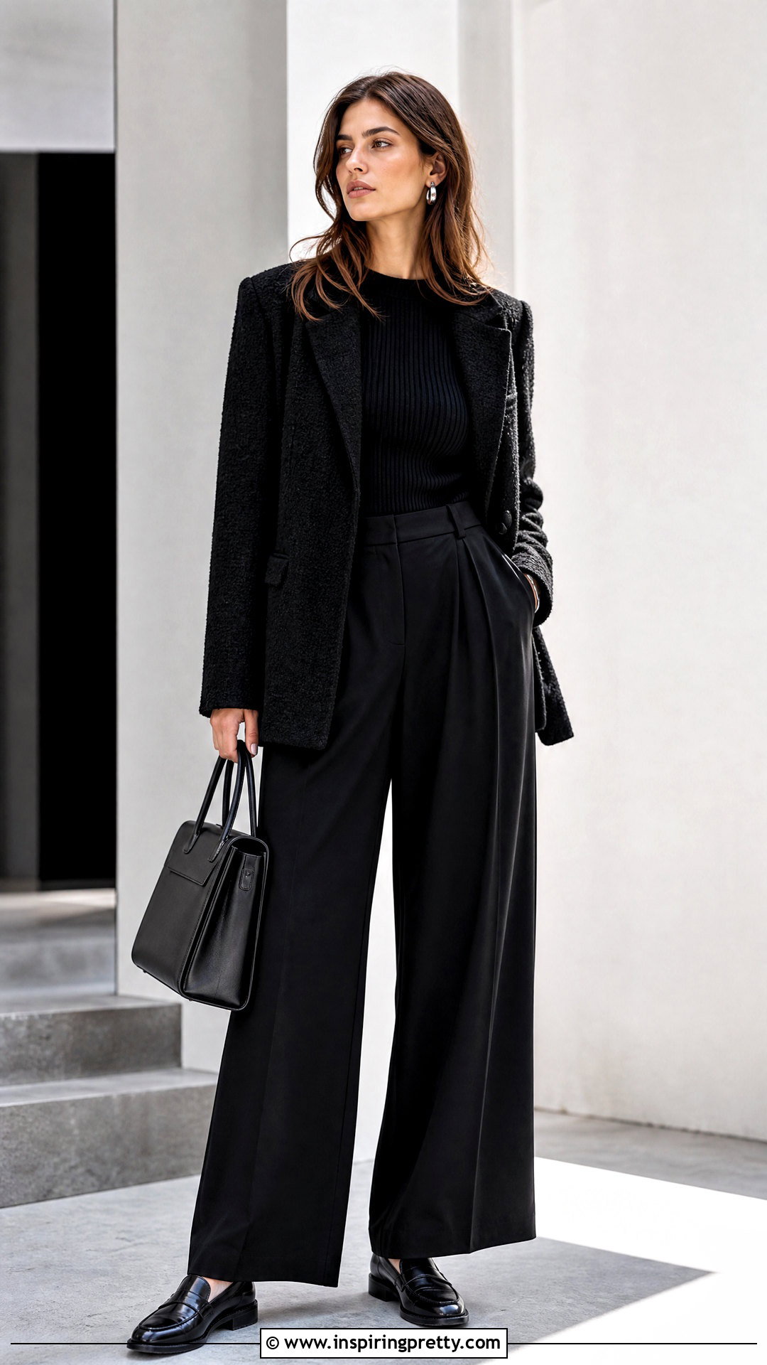 Black Knit Top Monochrome Outfit - 50 knit top outfit ideas