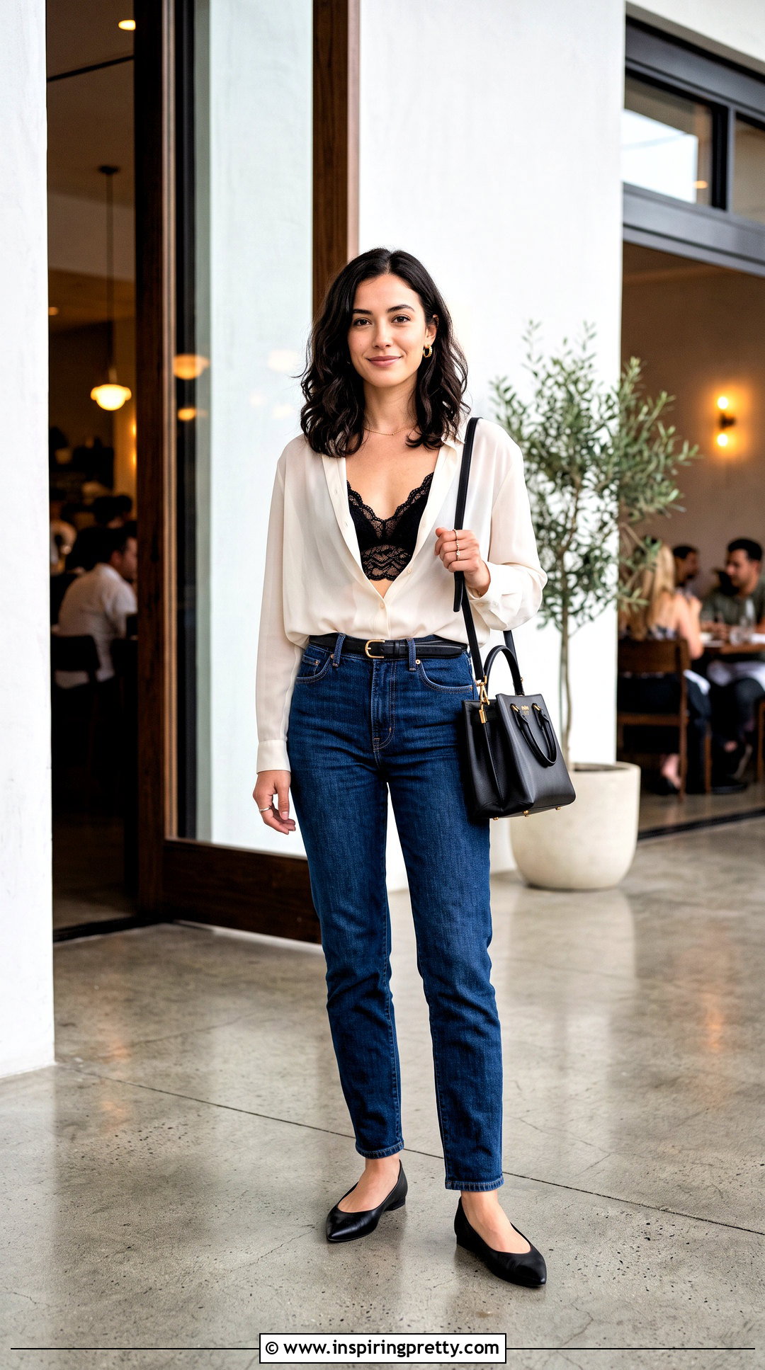 Black Lace Bralette Crop Top Under Sheer Blouse - 20 black lace bralette crop top outfit ideas