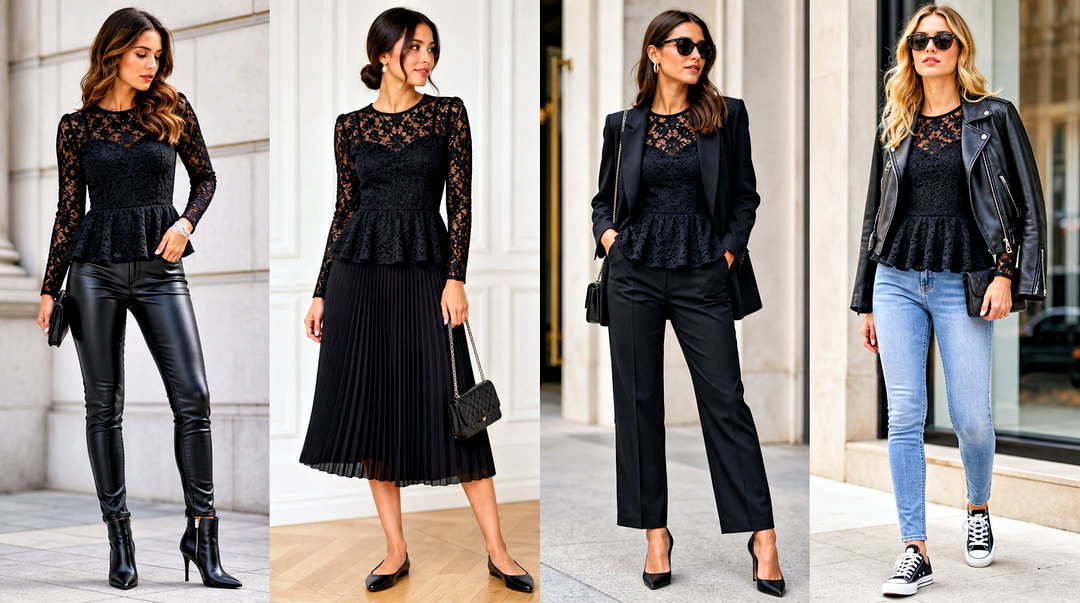 25 Black Lace Peplum Top Outfit Ideas for Elegant Evenings