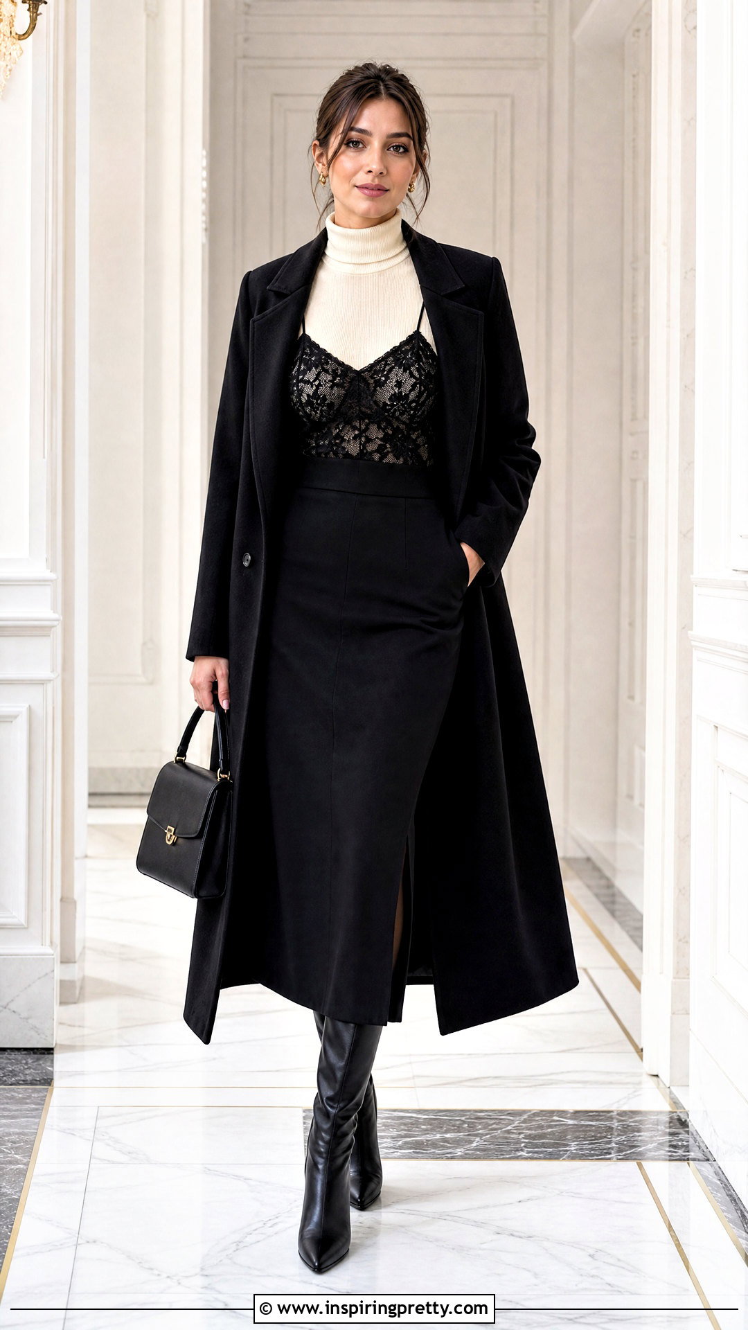 Black Lace Tank Top Over A Turtleneck - 50 black lace tank top outfit ideas