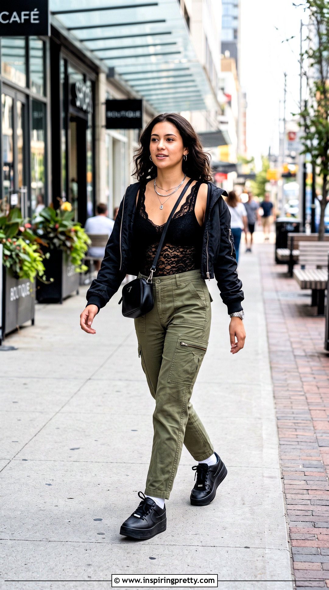 Black Lace Tank Top With Cargo Pants - 50 black lace tank top outfit ideas