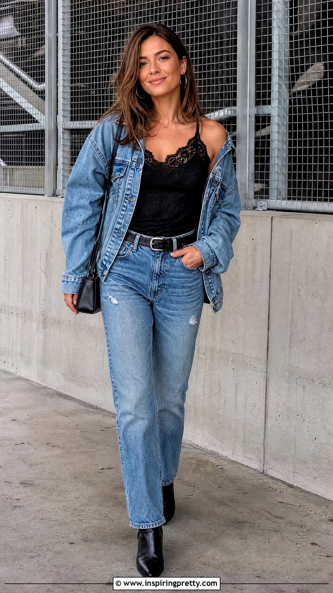 Black Lace Tank Top With Distressed Jeans And Boots - 50 black lace tank top outfit ideas