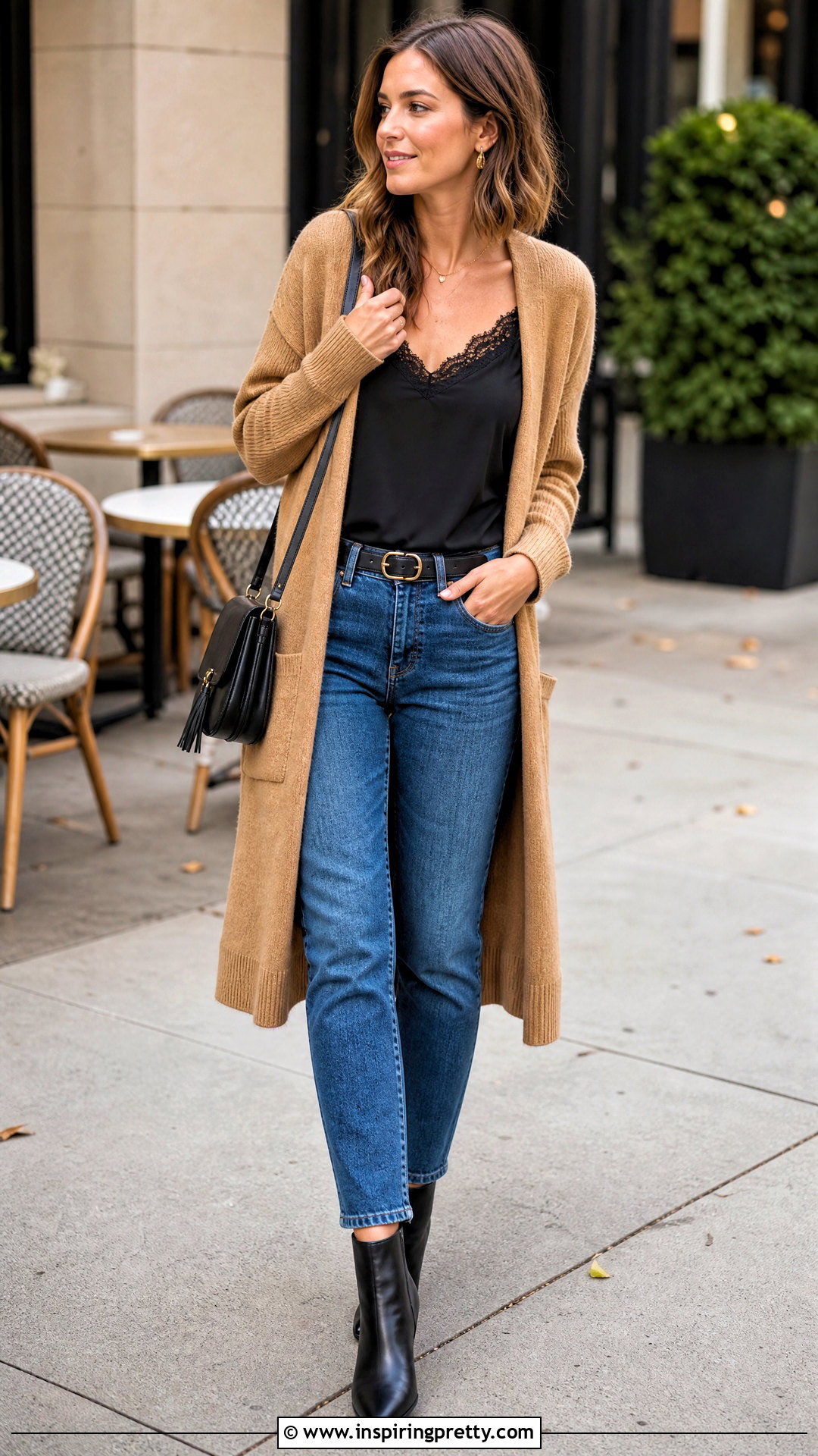 Black Lace Tank Top With Long Cardigan - 50 black lace tank top outfit ideas