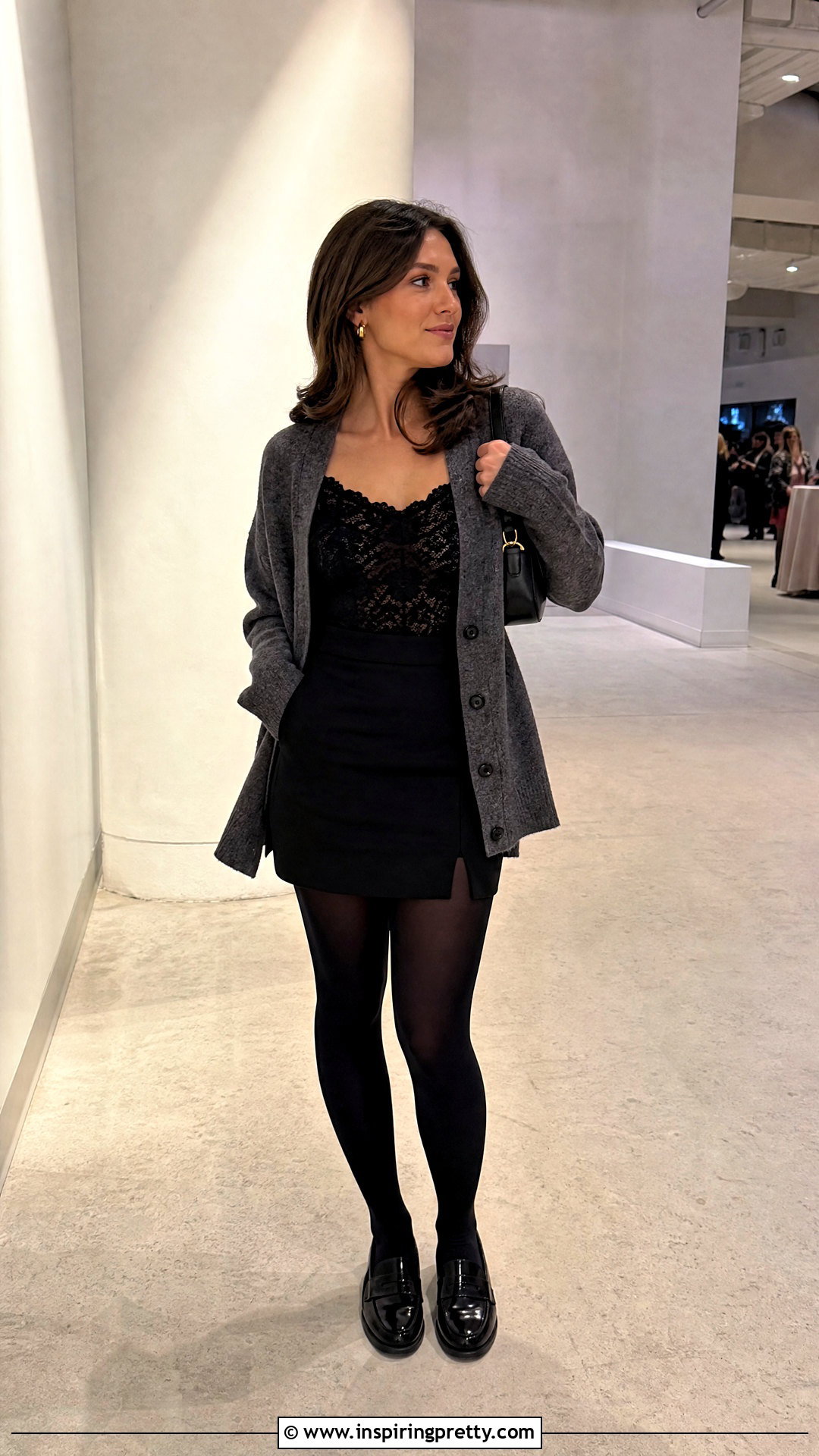 Black Lace Tank Top With Mini Skirt And Tights - 50 black lace tank top outfit ideas