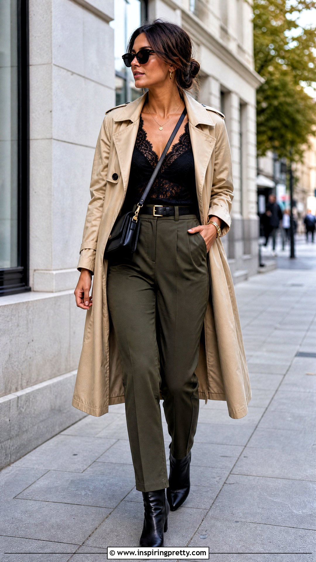 Black Lace Tank Top With Olive Pants - 50 black lace tank top outfit ideas