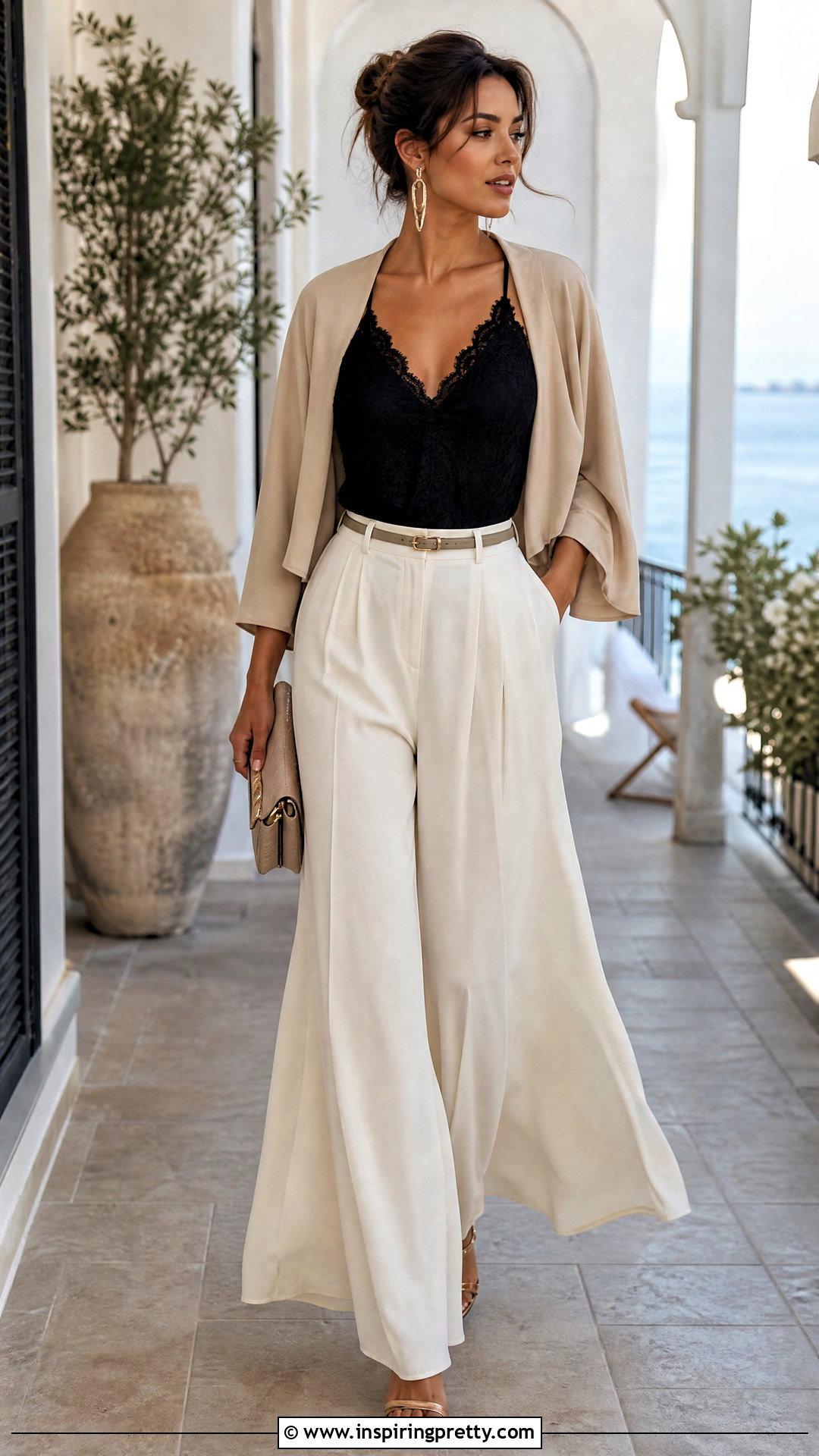 Black Lace Tank Top With Palazzo Pants - 50 black lace tank top outfit ideas