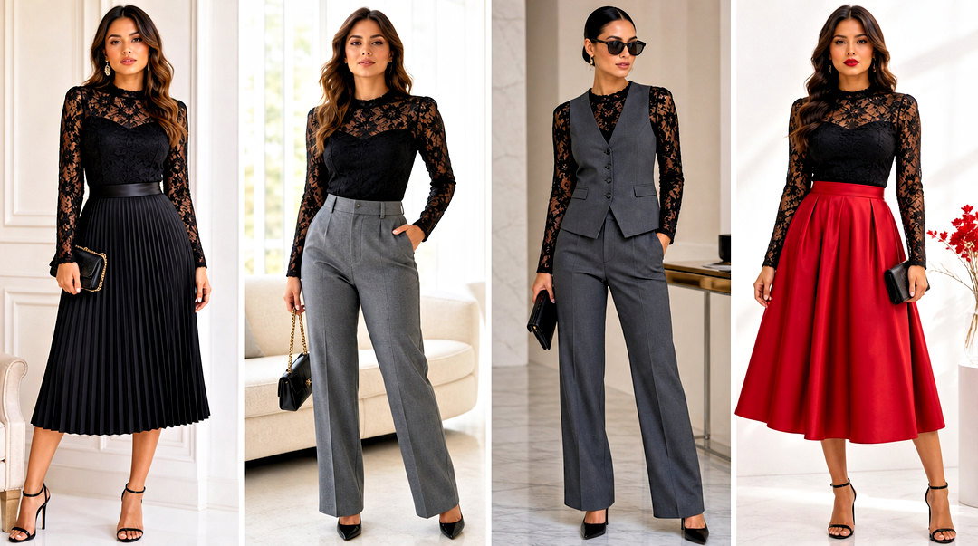 50 Black Lace Top Outfit Classy Ideas for Elegant Evening Style