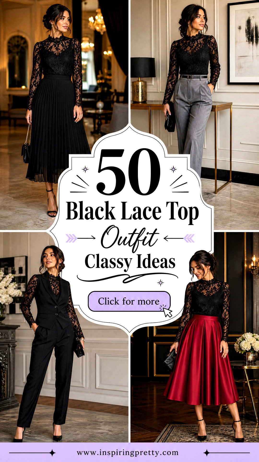 50 Black Lace Top Outfit Classy Ideas for Elegant Evening Style - 50 Black Lace Top Outfit Classy Ideas for Elegant Evening Style