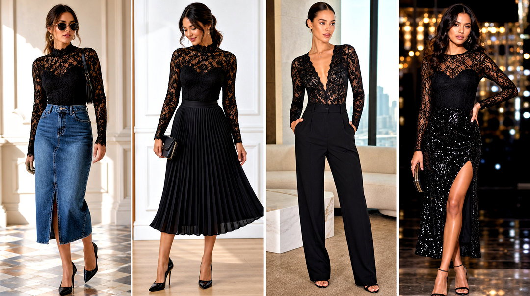 50 Black Lace Top Outfit Ideas for Romantic Date-Night Style