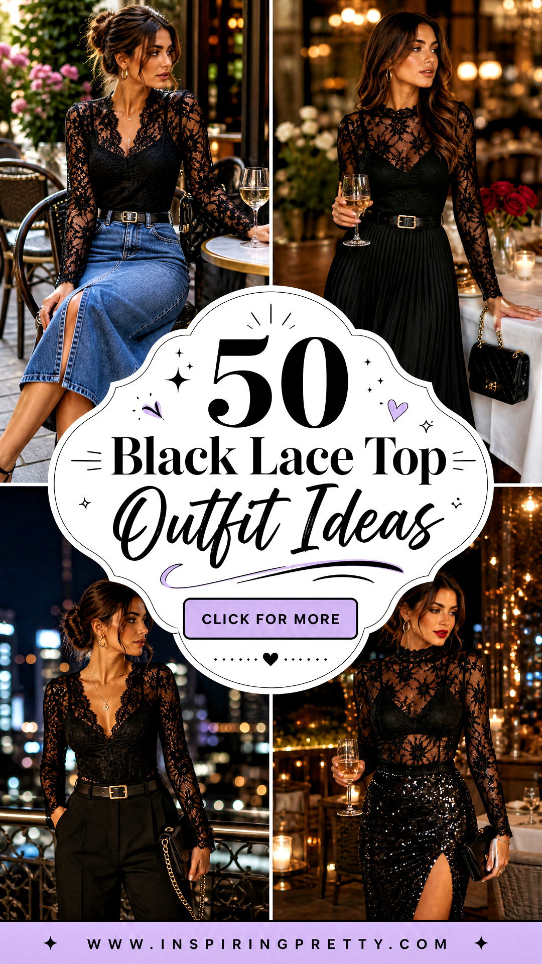 50 Black Lace Top Outfit Ideas for Romantic Date-Night Style - 50 Black Lace Top Outfit Ideas for Romantic Date-Night Style