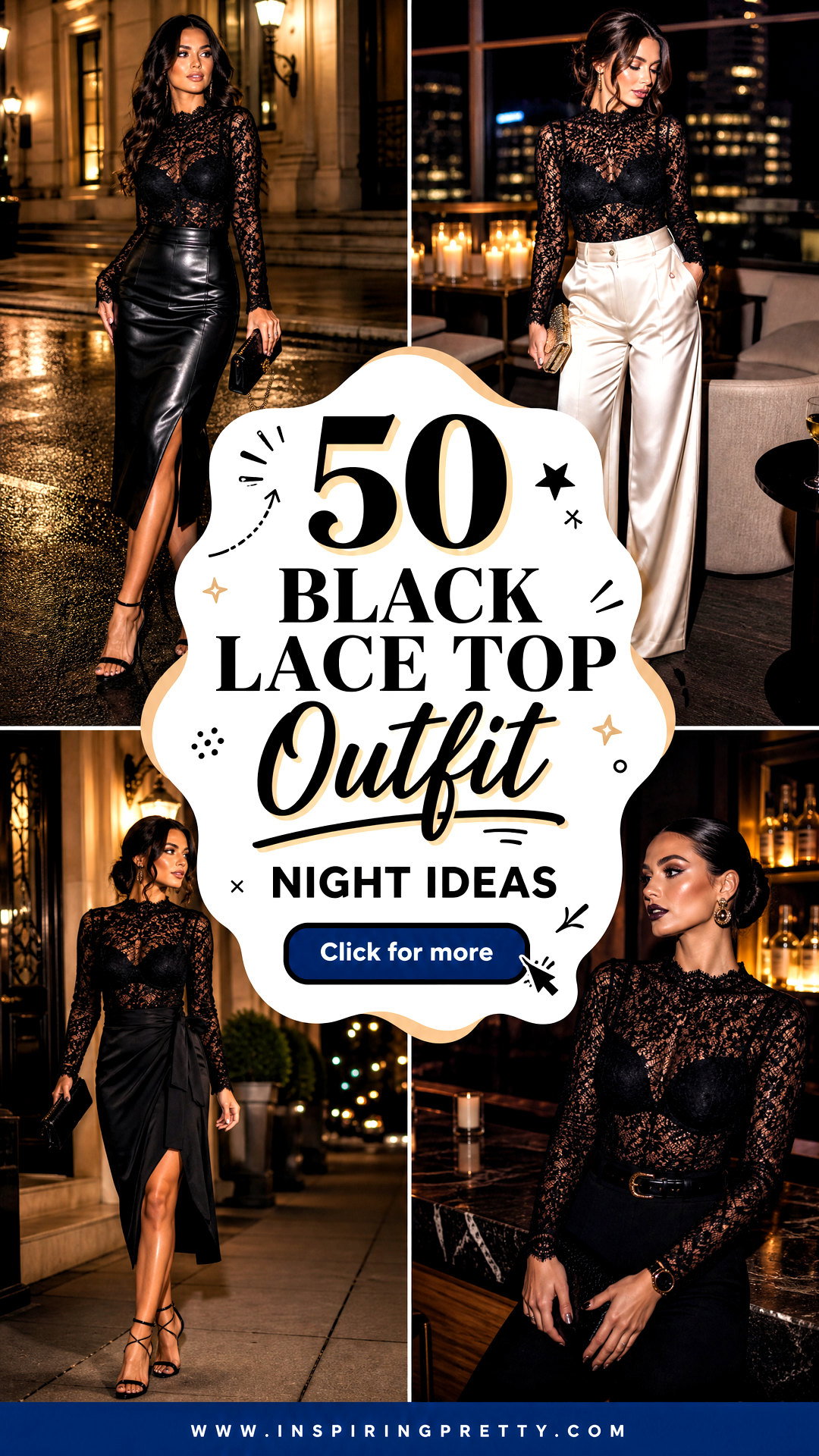 50 Black Lace Top Outfit Night Ideas for Glamorous Evening Style - 50 Black Lace Top Outfit Night Ideas for Glamorous Evening Style