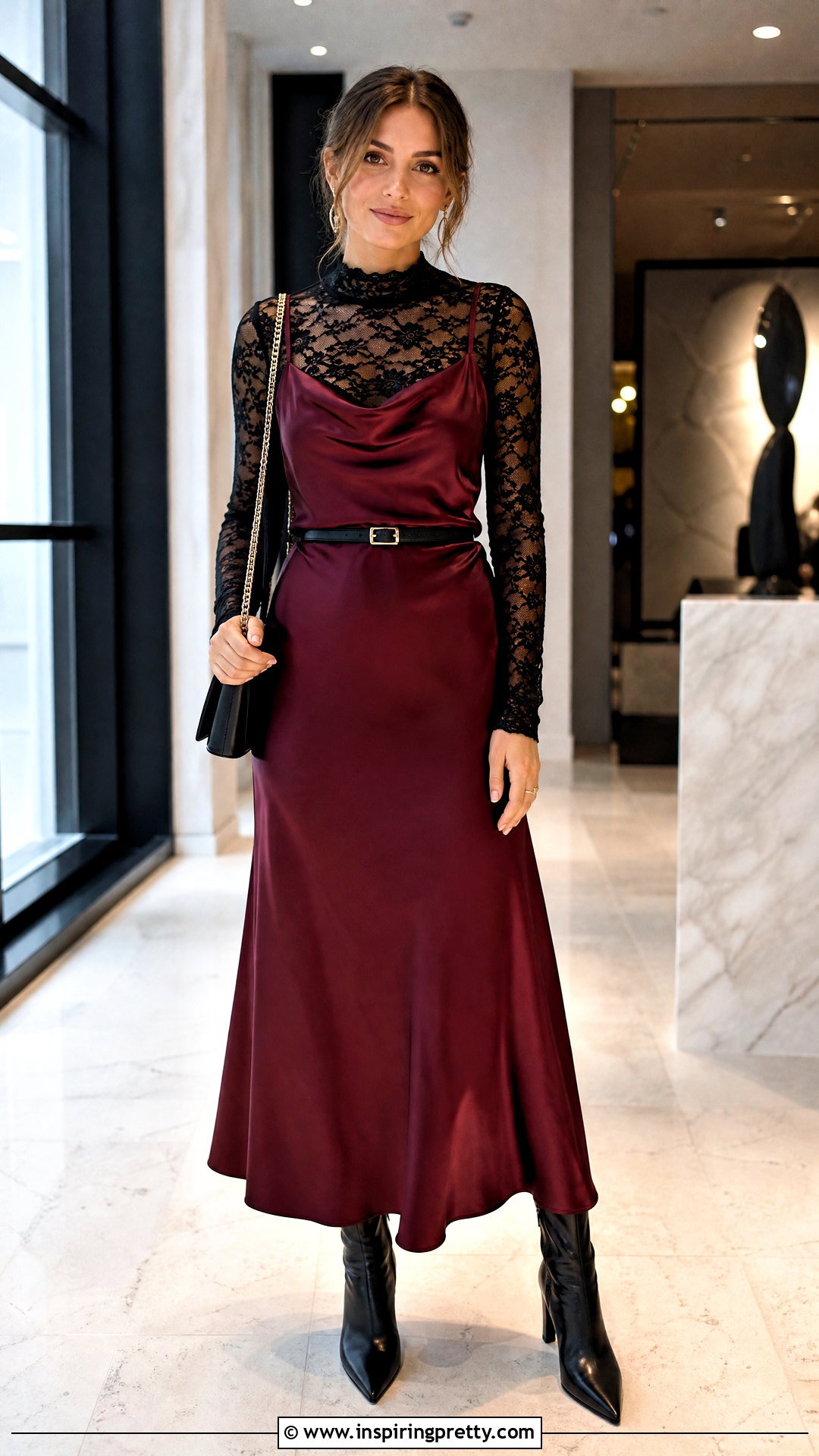 Black Lace Top Under A Slip Dress - 50 black lace top outfit night ideas