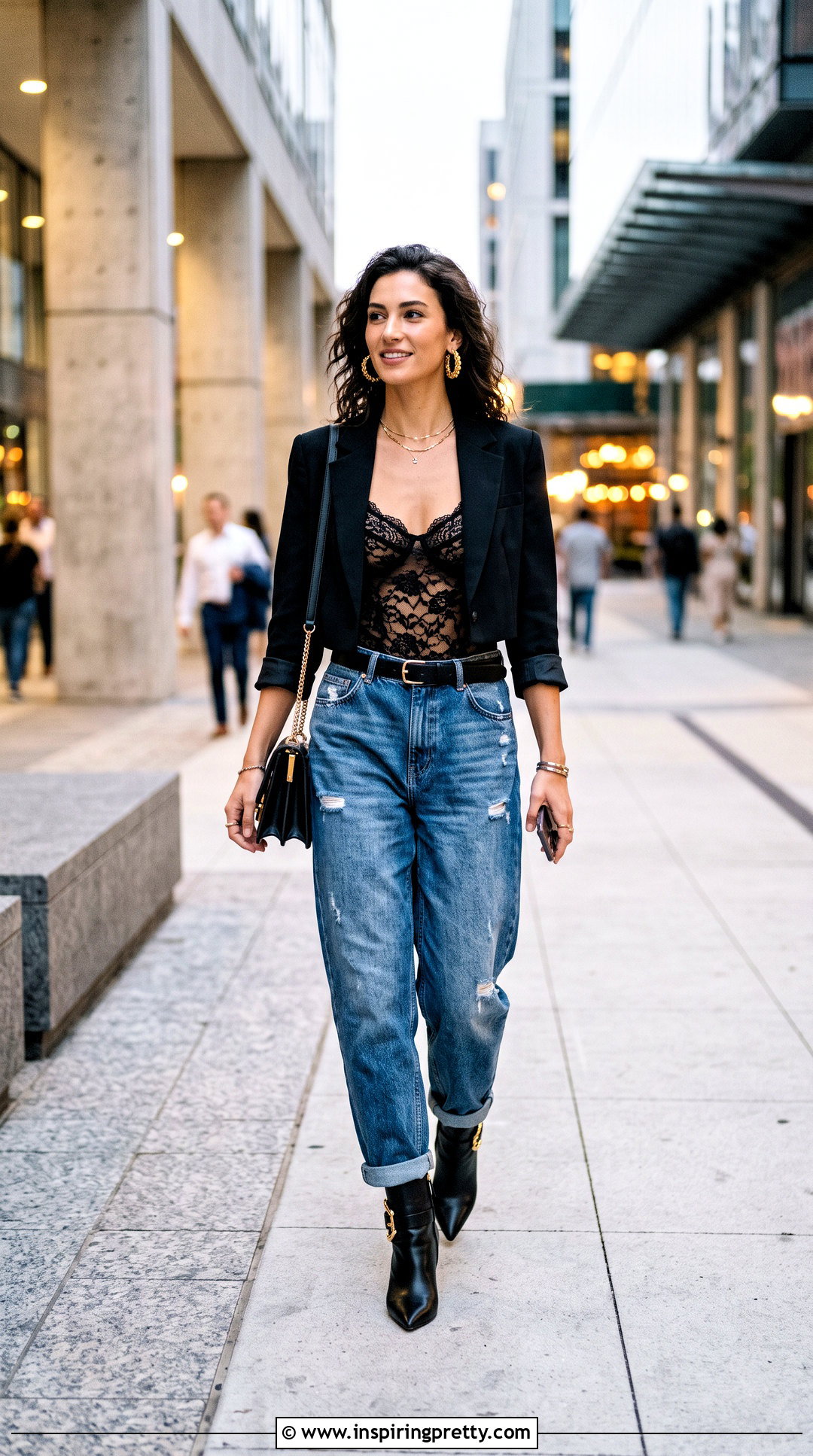 Black Lace Top With Baggy Jeans - 50 black lace top outfit night ideas
