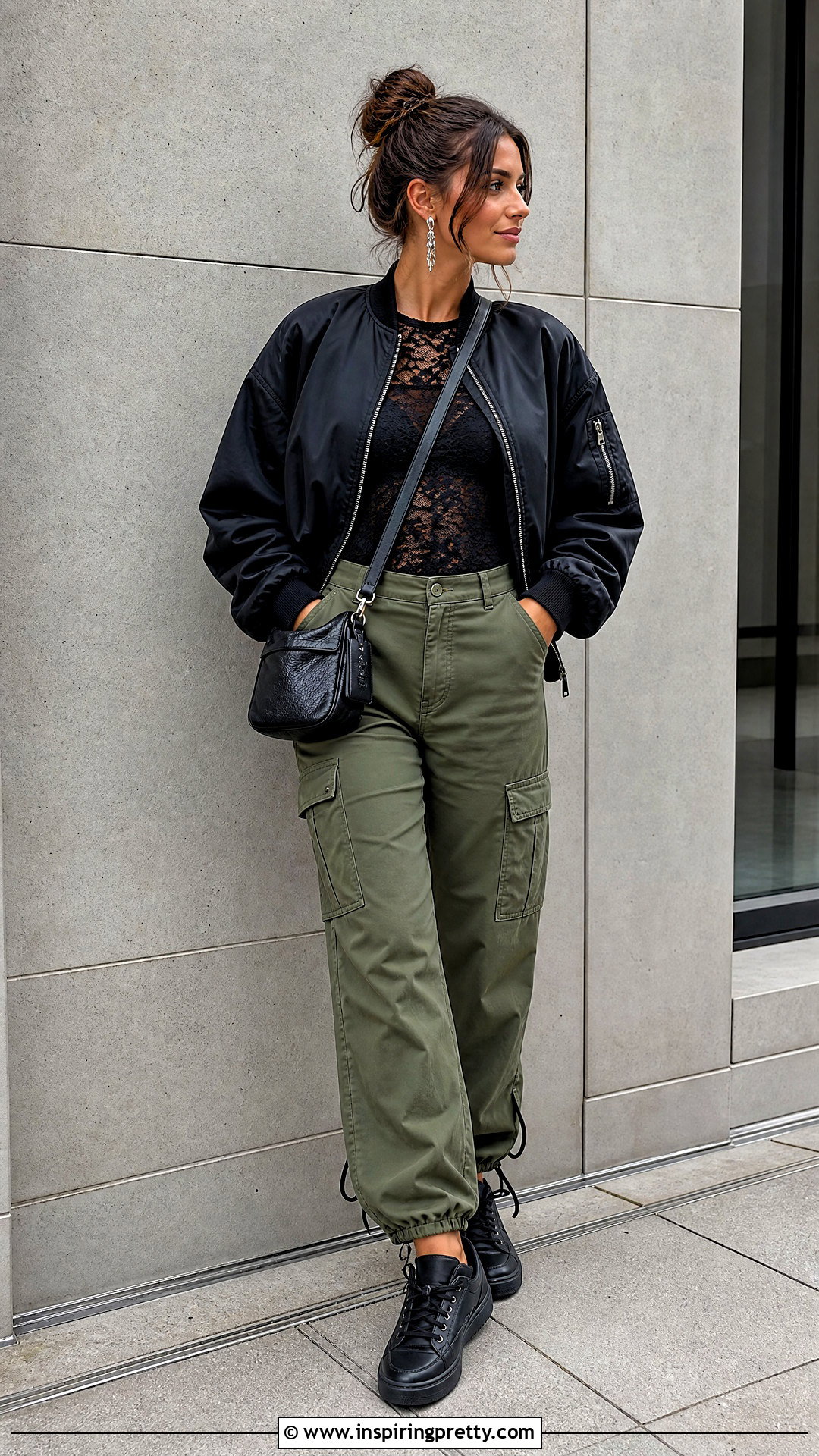 Black Lace Top With Cargo Pants - 20 black lace top on hanger outfit ideas