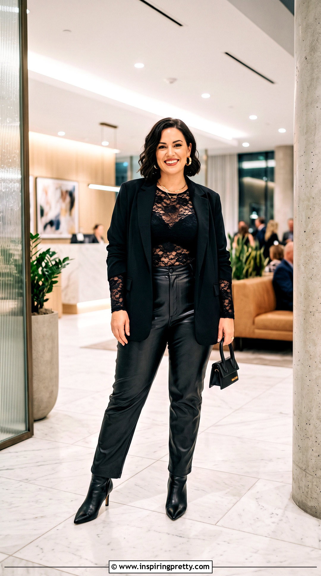 Black Lace Top With Leather Pants - 50 black lace top outfit night ideas