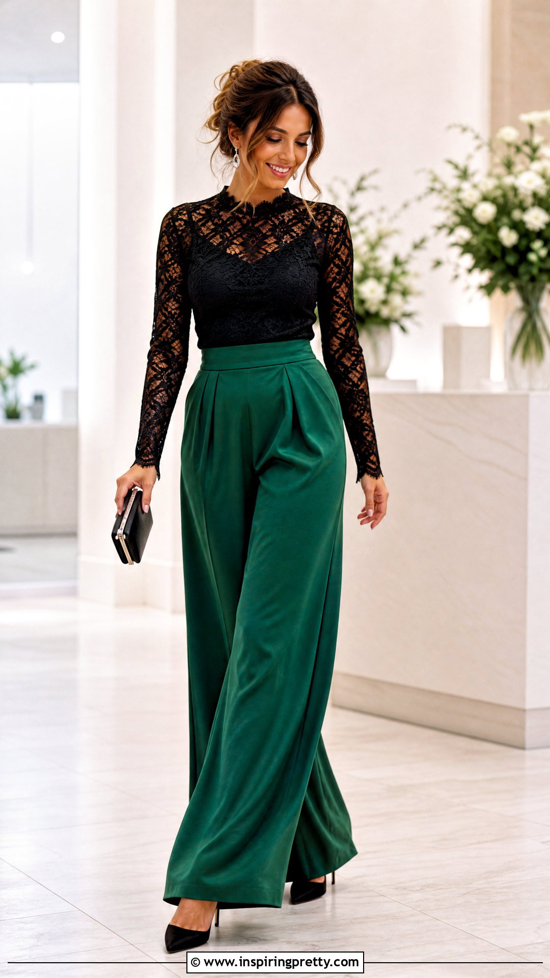 Black Lace Top With Palazzo Pants - 50 black lace top outfit classy ideas