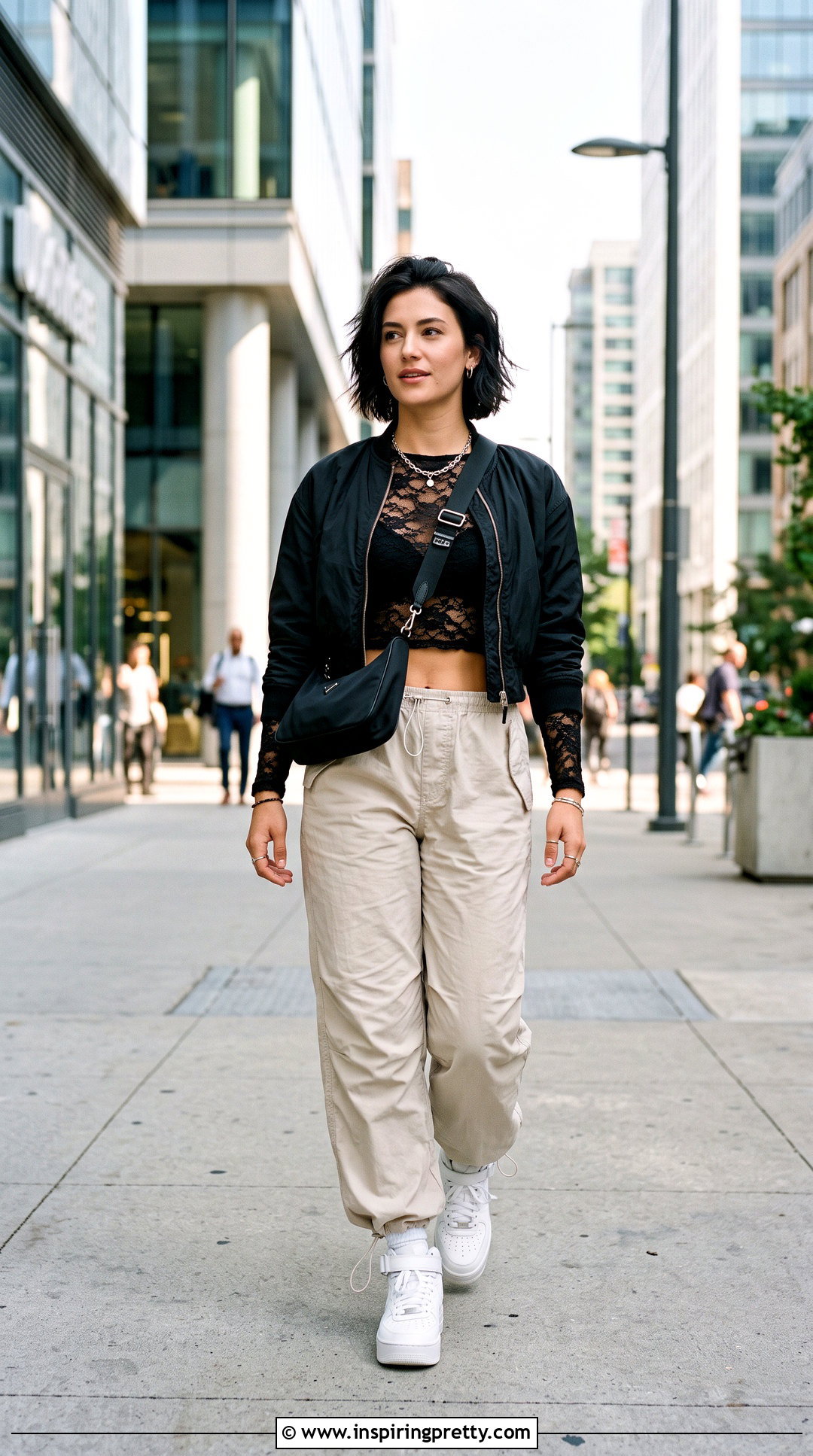 Black Lace Top With Parachute Pants - 50 black lace top outfit ideas