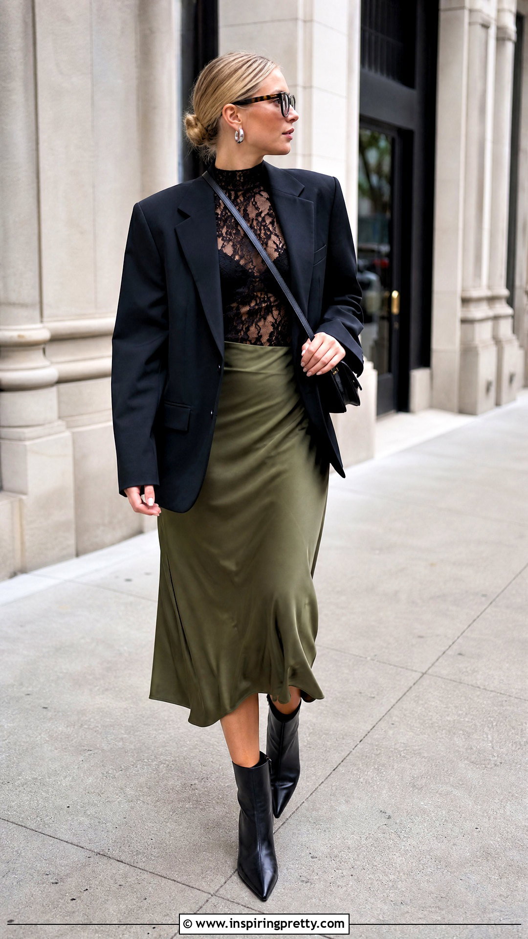 Black Lace Top With Slip Skirt And Ankle Boots - 50 black lace top outfit night ideas