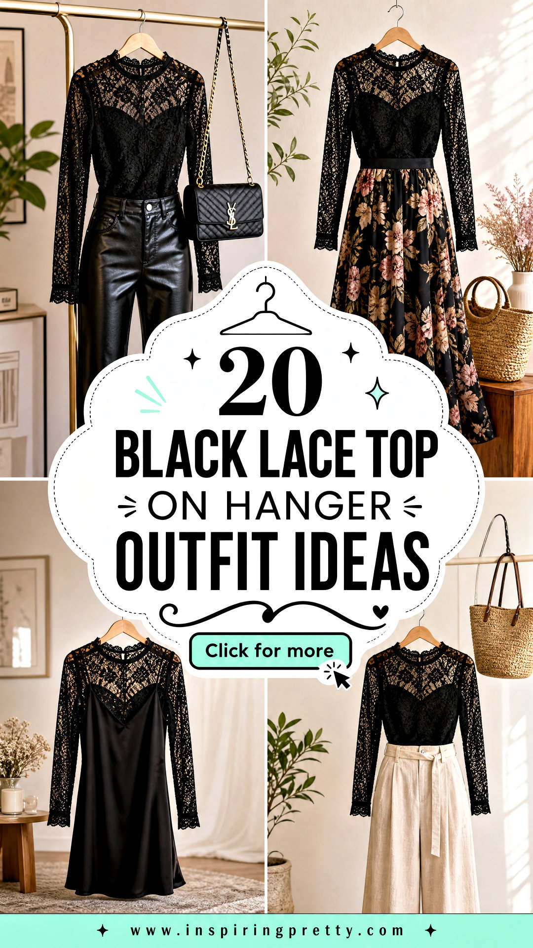 20 Black Lace Top on Hanger Outfit Ideas for Chic Styling - 20 Black Lace Top on Hanger Outfit Ideas for Chic Styling