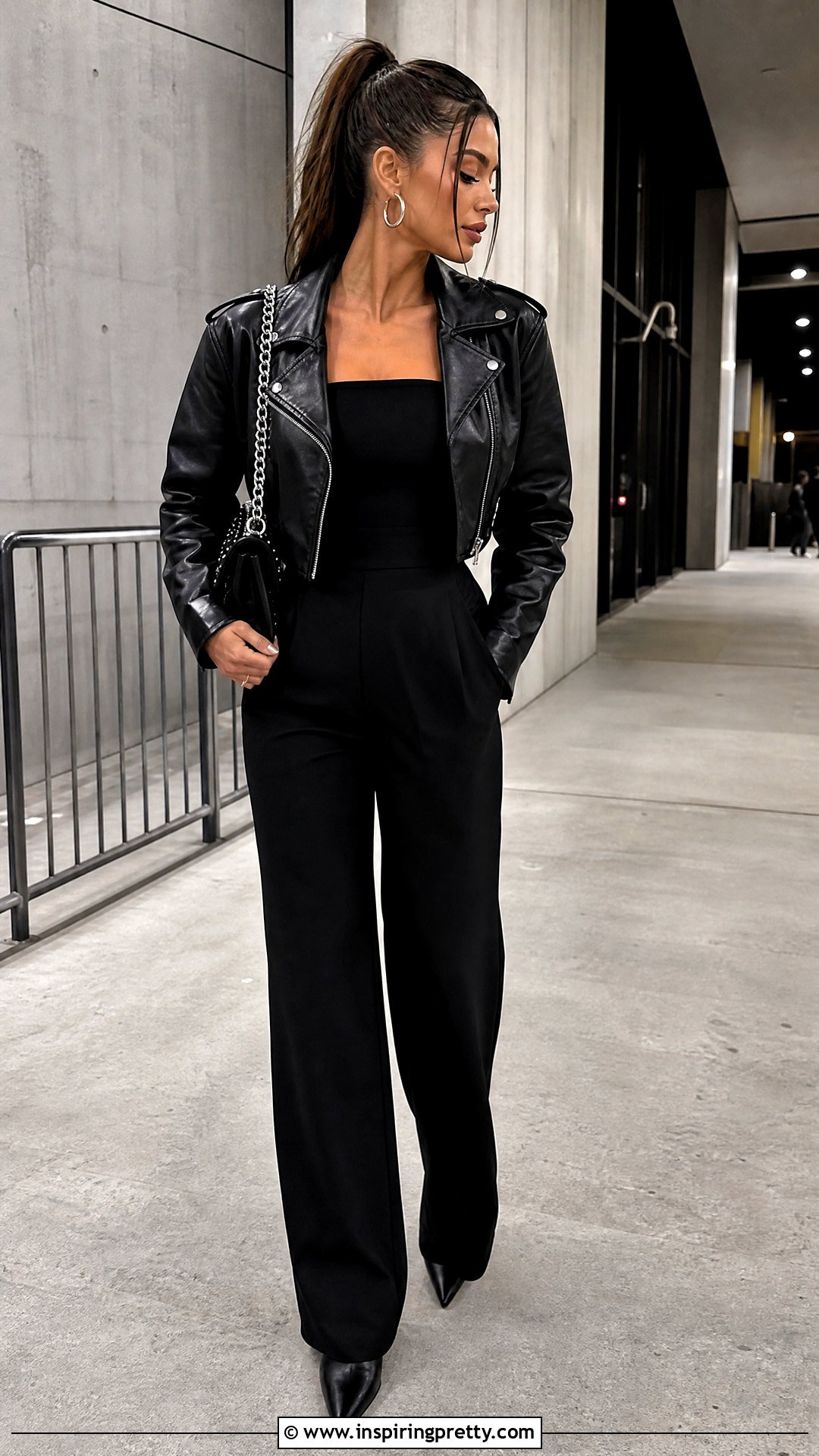 Black Leather Jacket And Tube Top Jumpsuit - 25 Black Tube Top Jumpsuits