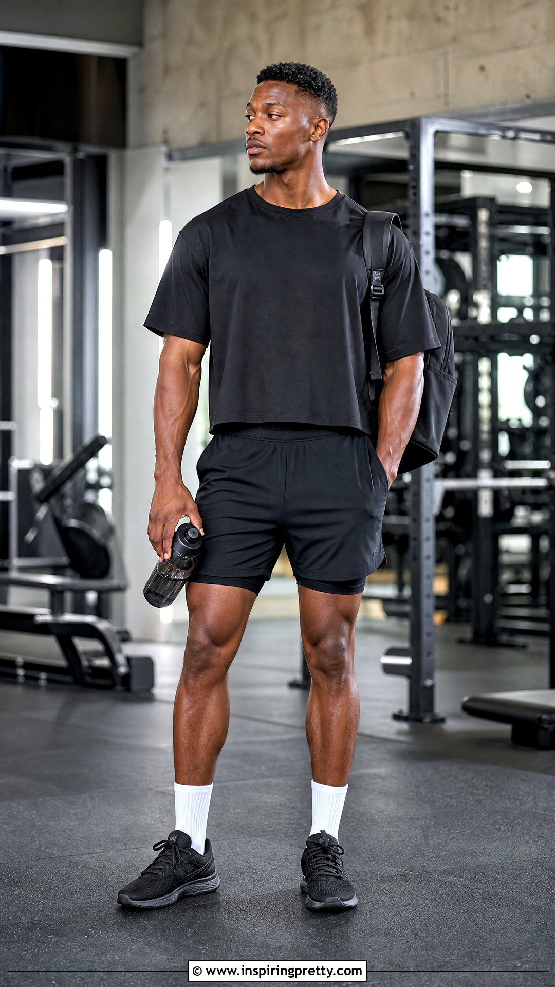 Black Mens Workout Crop Top With Training Shorts - 20 mens workout crop tops