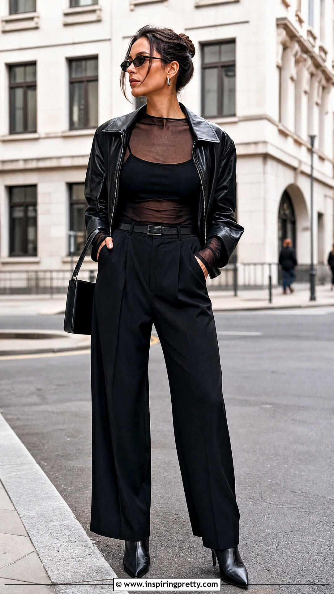 Black Mesh Long Sleeve Top With Black Layers - how to style mesh long sleeve top (25 ways)