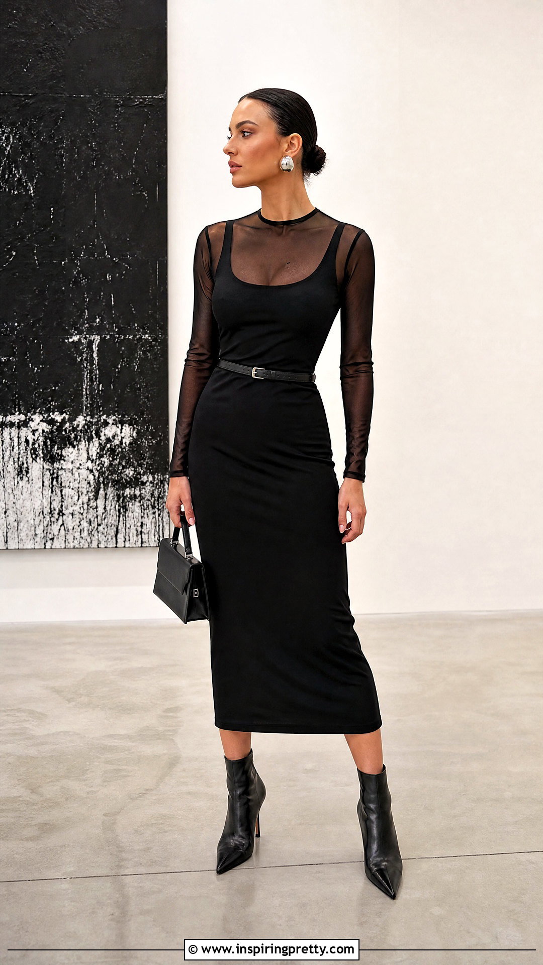 Black Mesh Top Over Black Tank Dress - What To Wear Under Black Mesh Top (20 Ways)