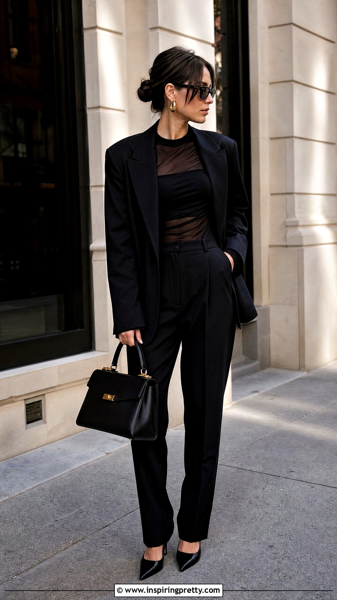 Black Mesh Top With Blazer And Trousers - 50 mesh top outfit classy ideas