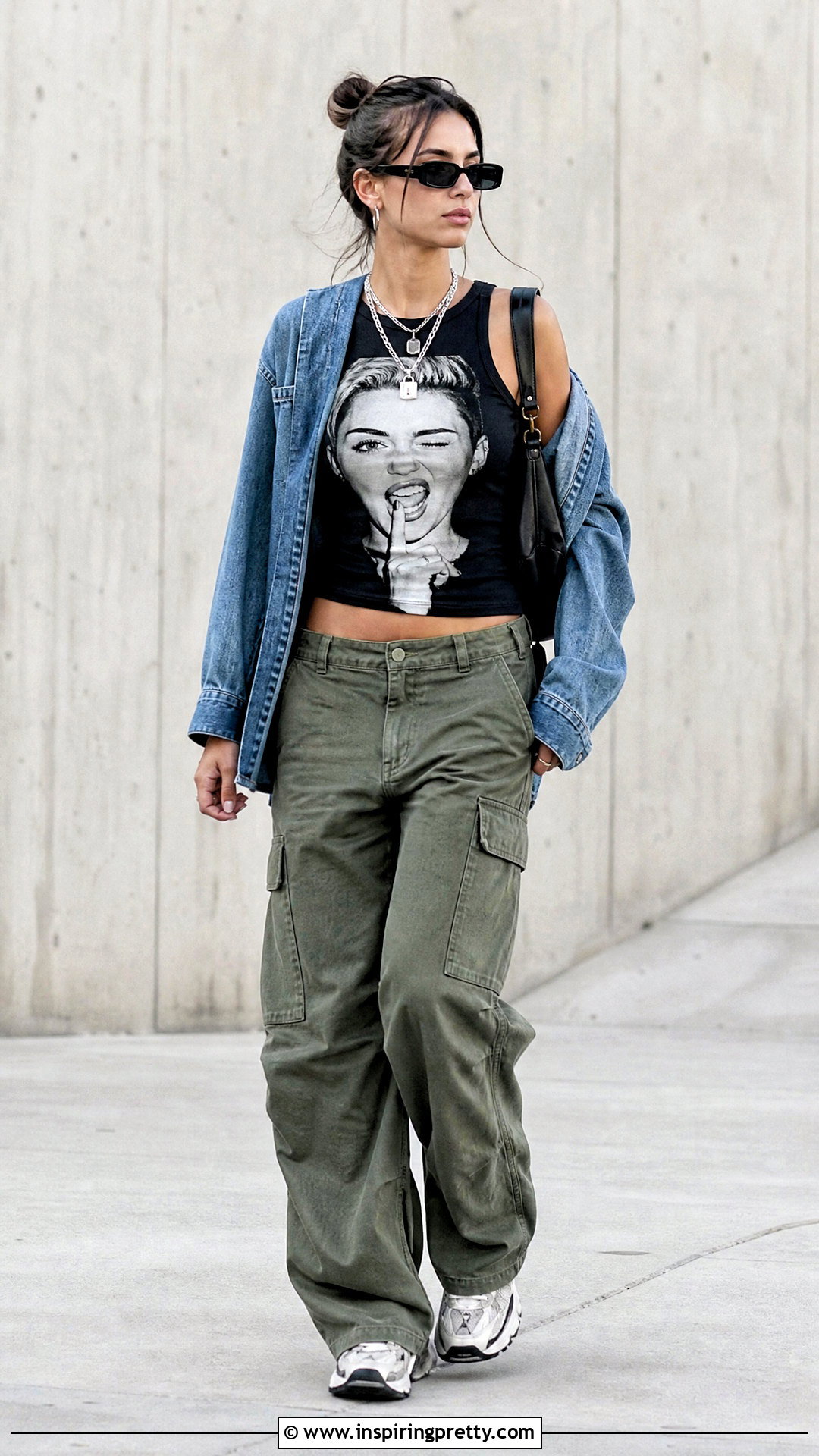 Black Miley Cyrus Tank Top With Cargo Pants - 20 Miley Cyrus Tank Tops