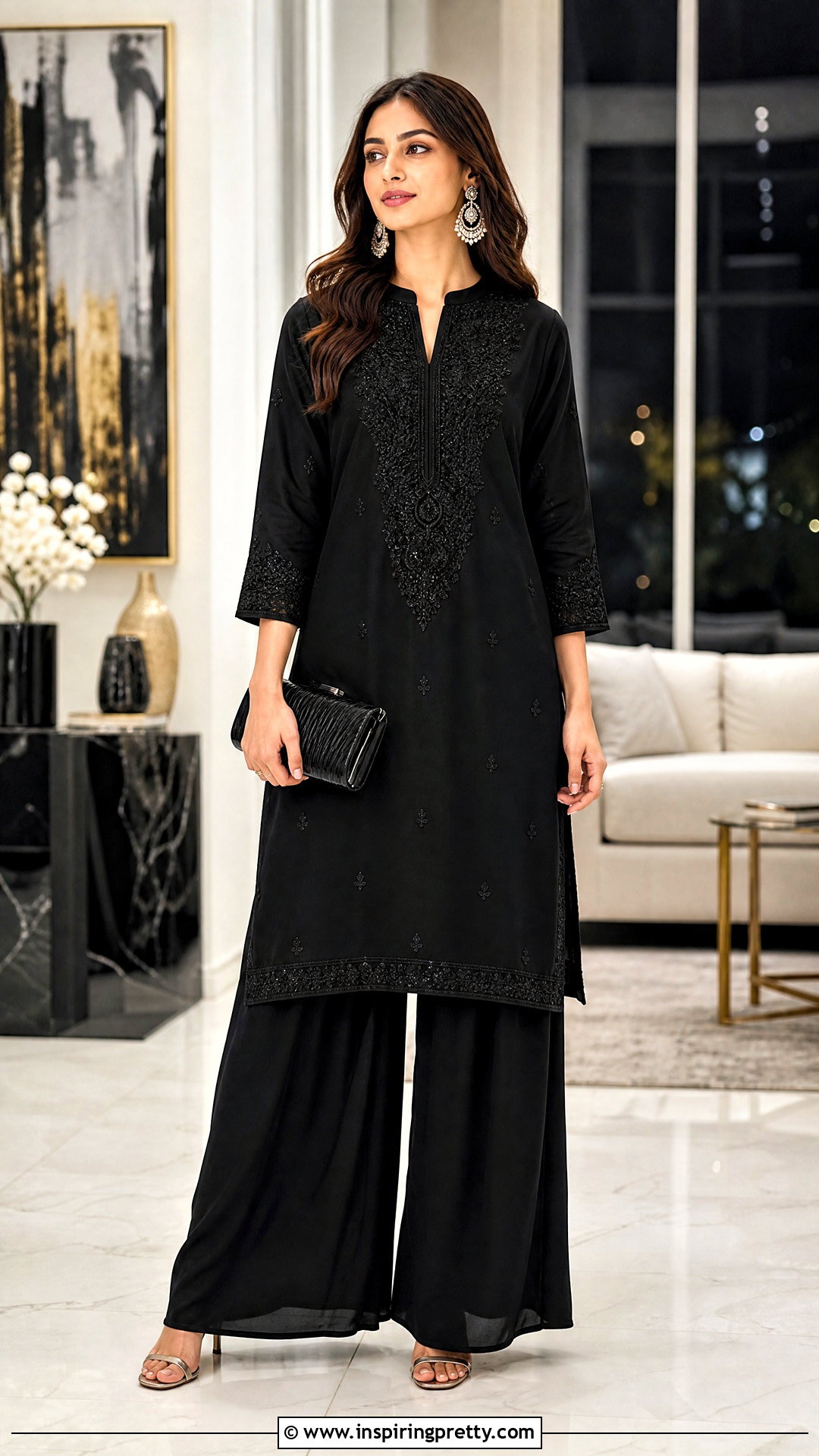 Black Monochrome Kurti Top Outfit - 50 kurti top outfit ideas