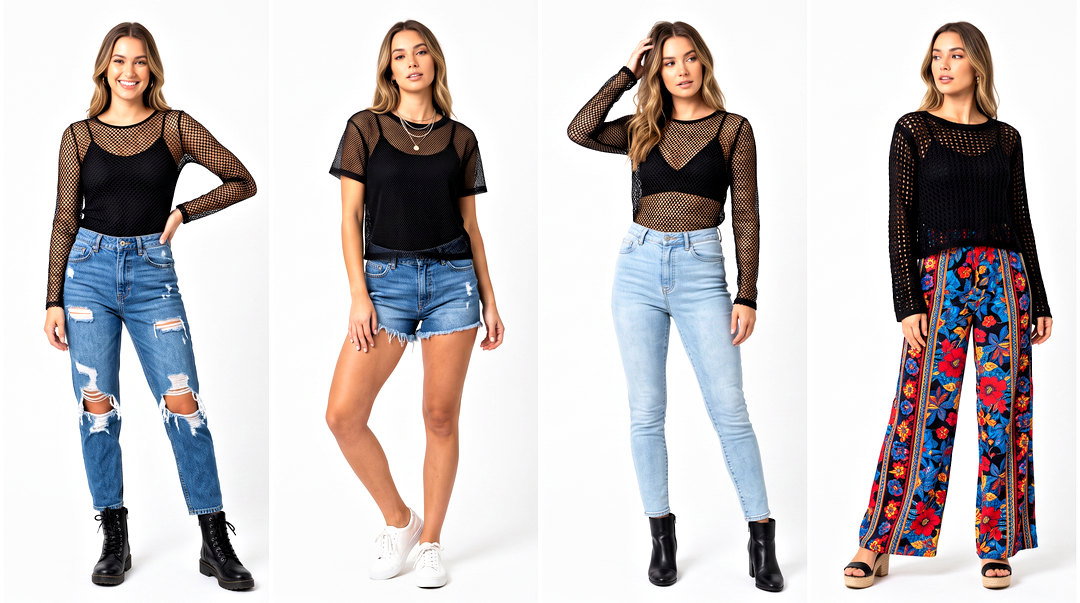 50 Black Net Top Outfit Ideas for Striking Night-Out Style