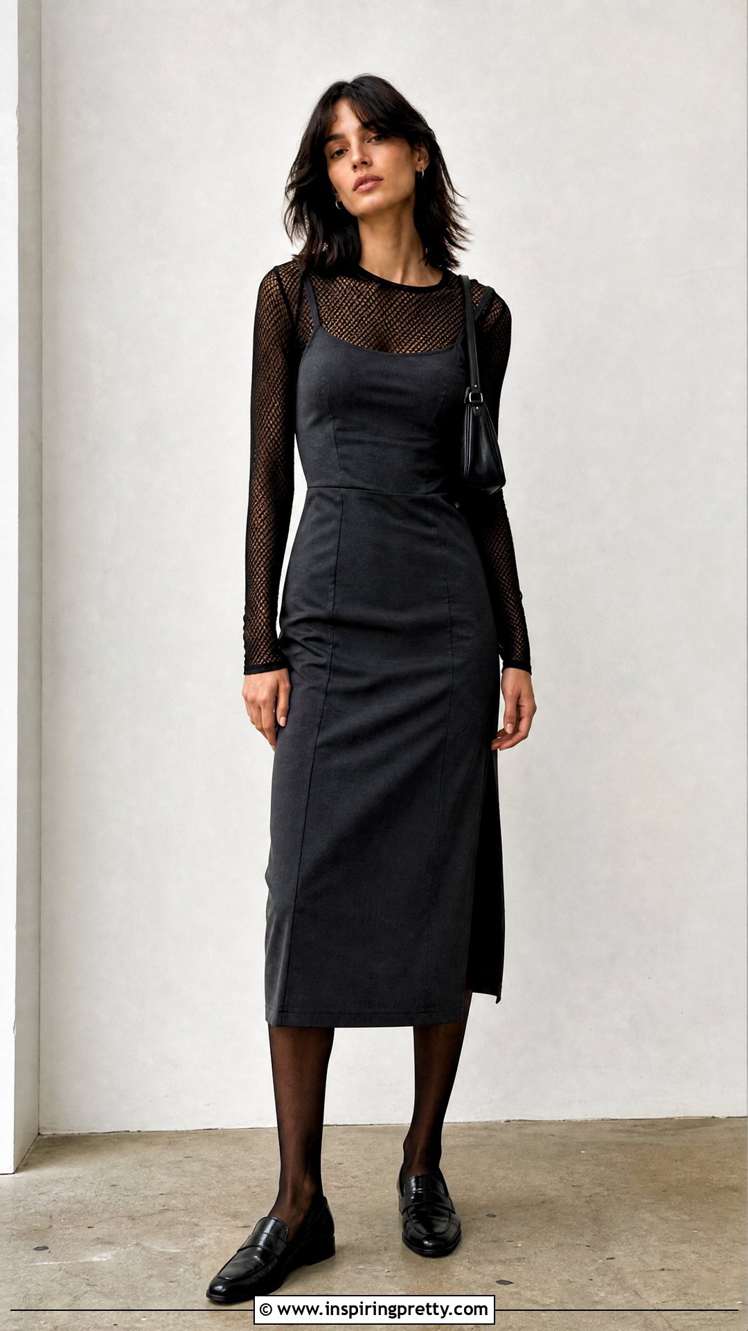 Black Net Top Under A Camisole Dress - 50 black net top outfit ideas