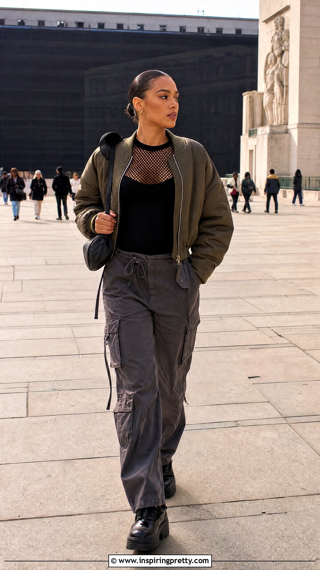 Black Net Top With Bomber Jacket - 50 black net top outfit ideas