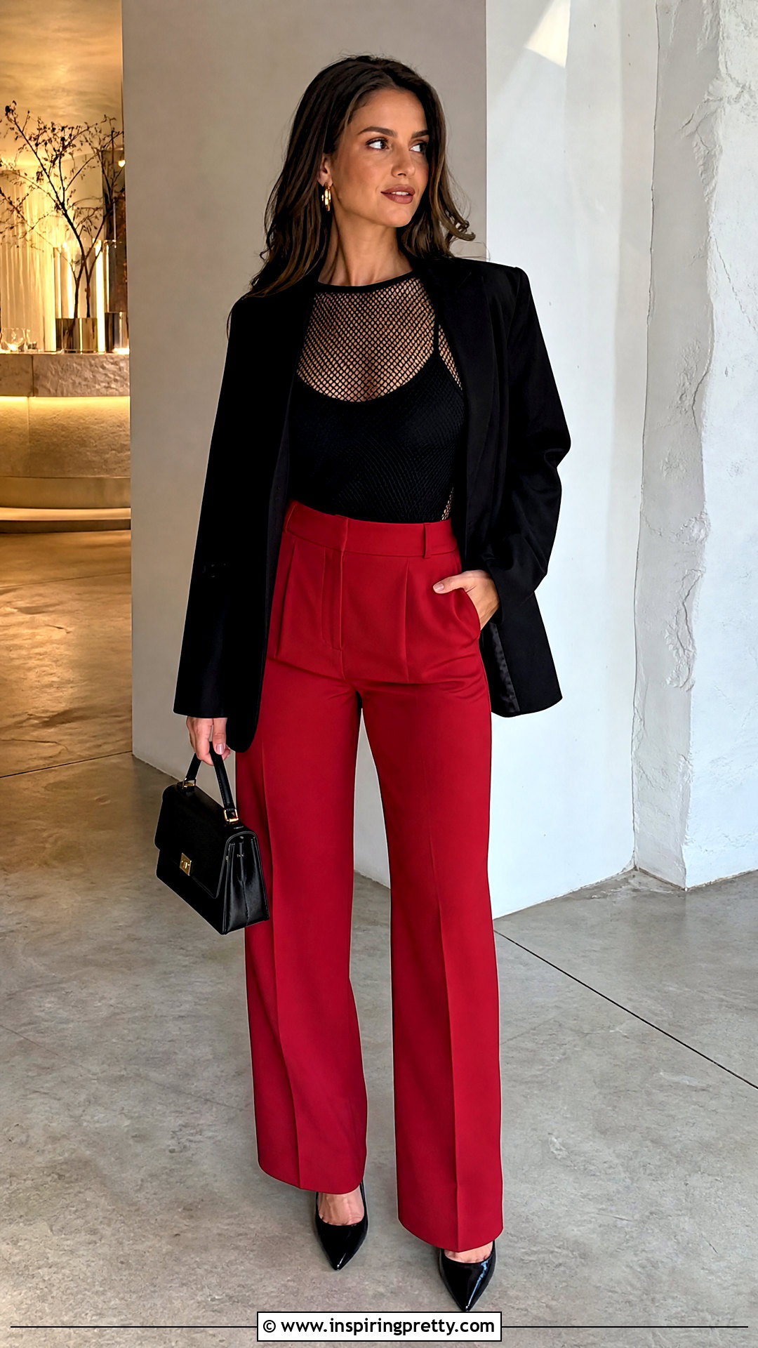 Black Net Top With Red Trousers - 50 black net top outfit ideas