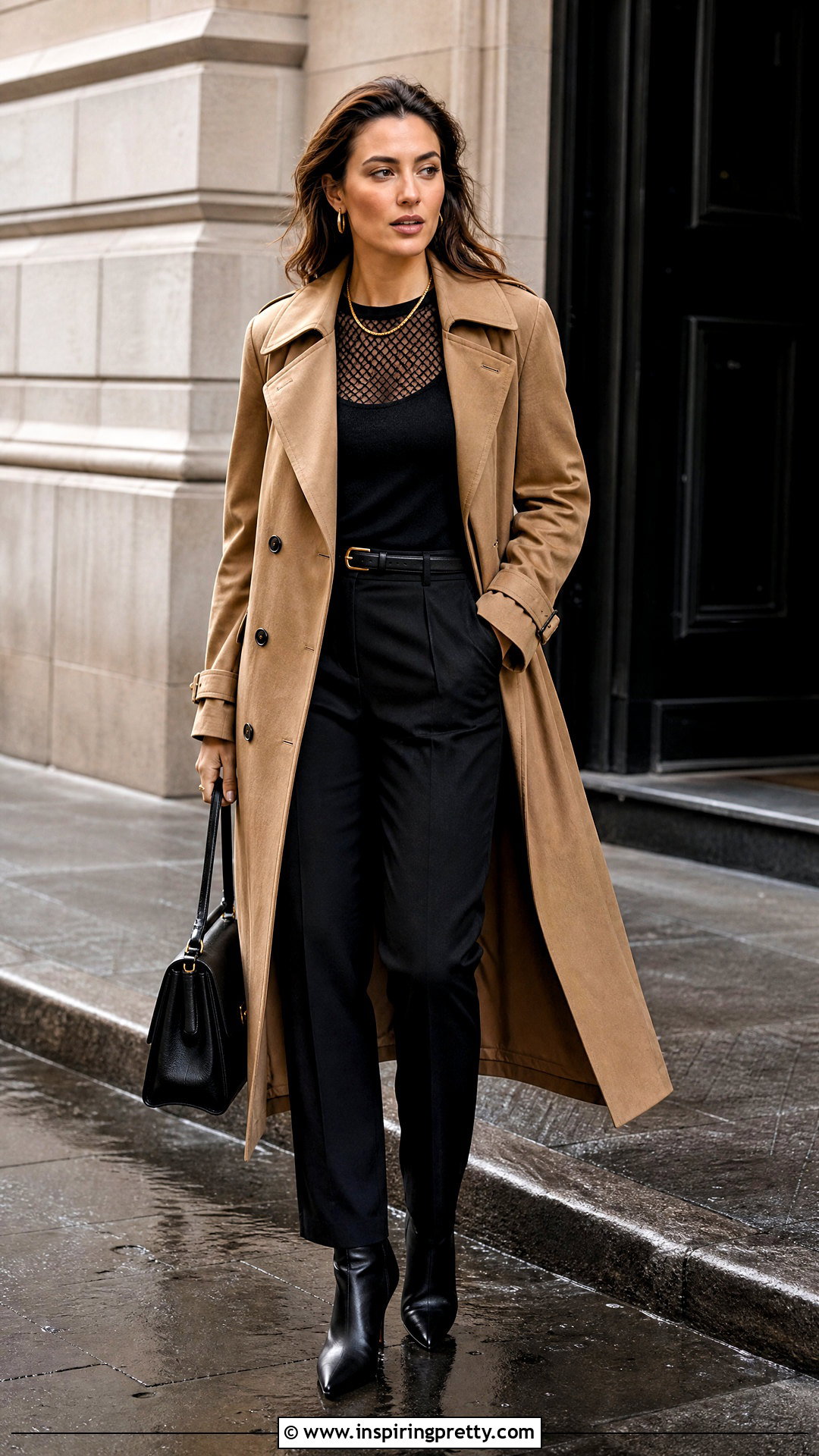 Black Net Top With Trench Coat - 50 black net top outfit ideas