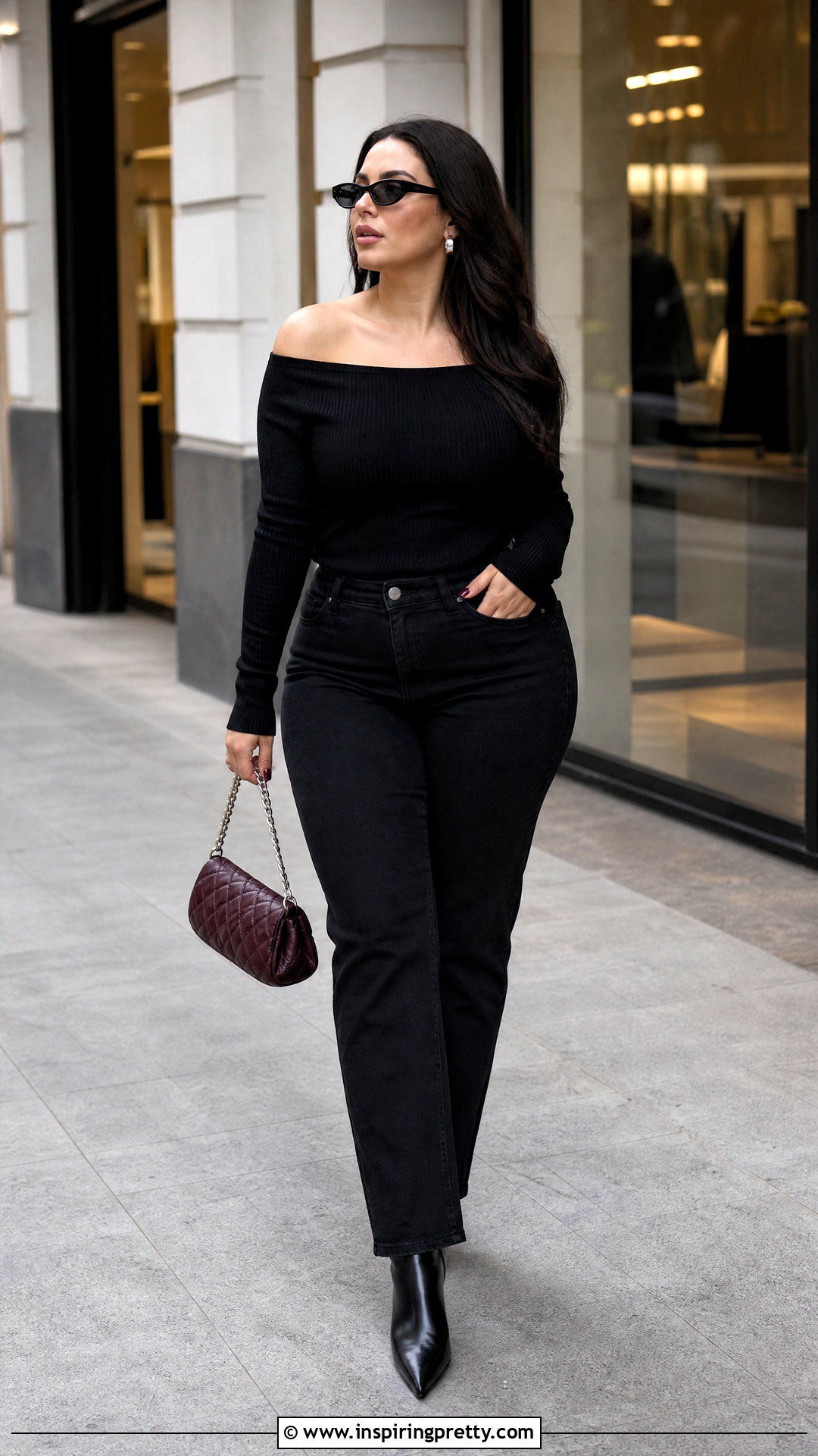 Black Off Shoulder Top With Black Jeans - 50 black off shoulder top outfit ideas