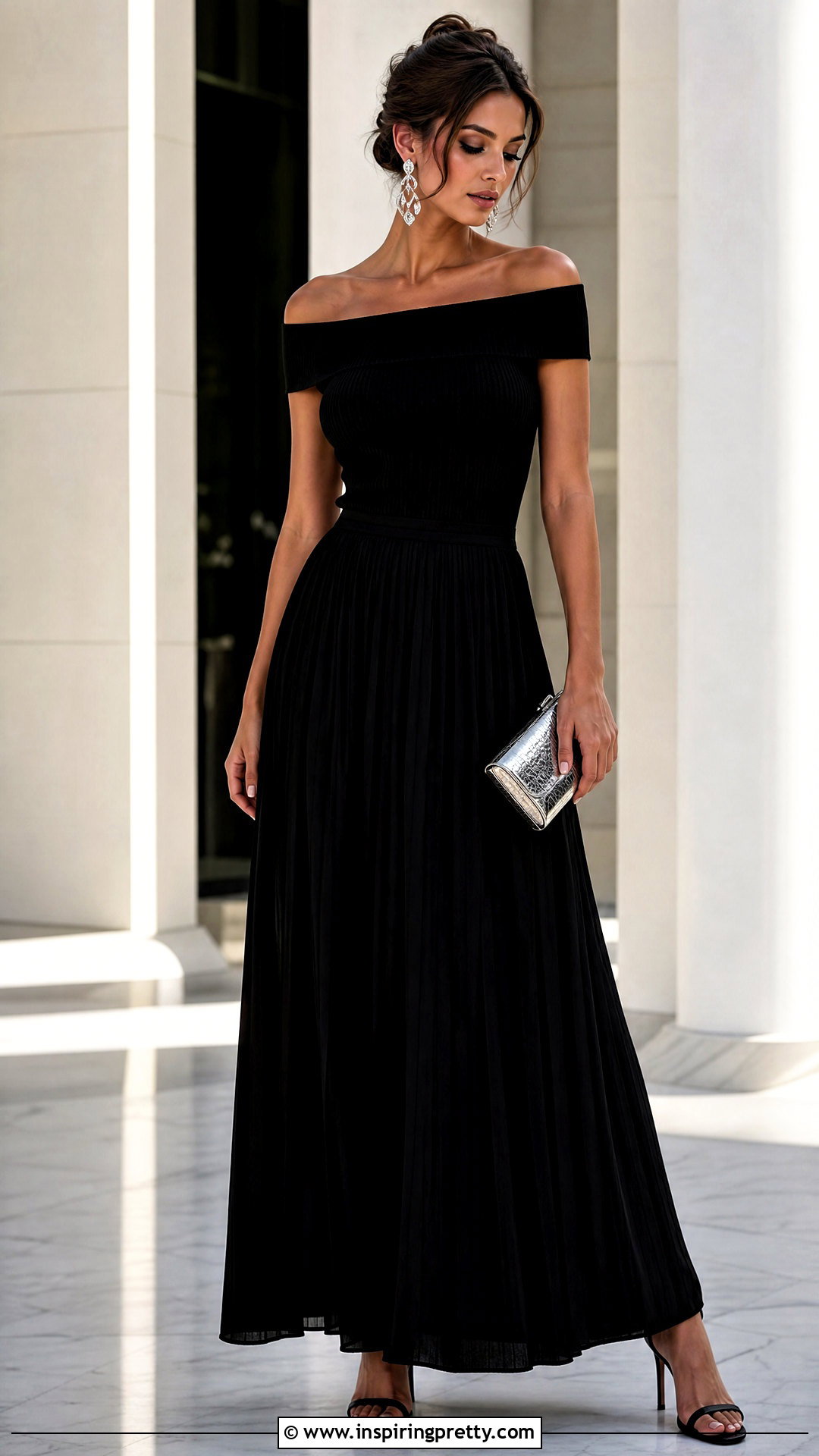 Black Off Shoulder Top With Black Maxi Skirt - 50 off shoulder top with skirt outfit ideas