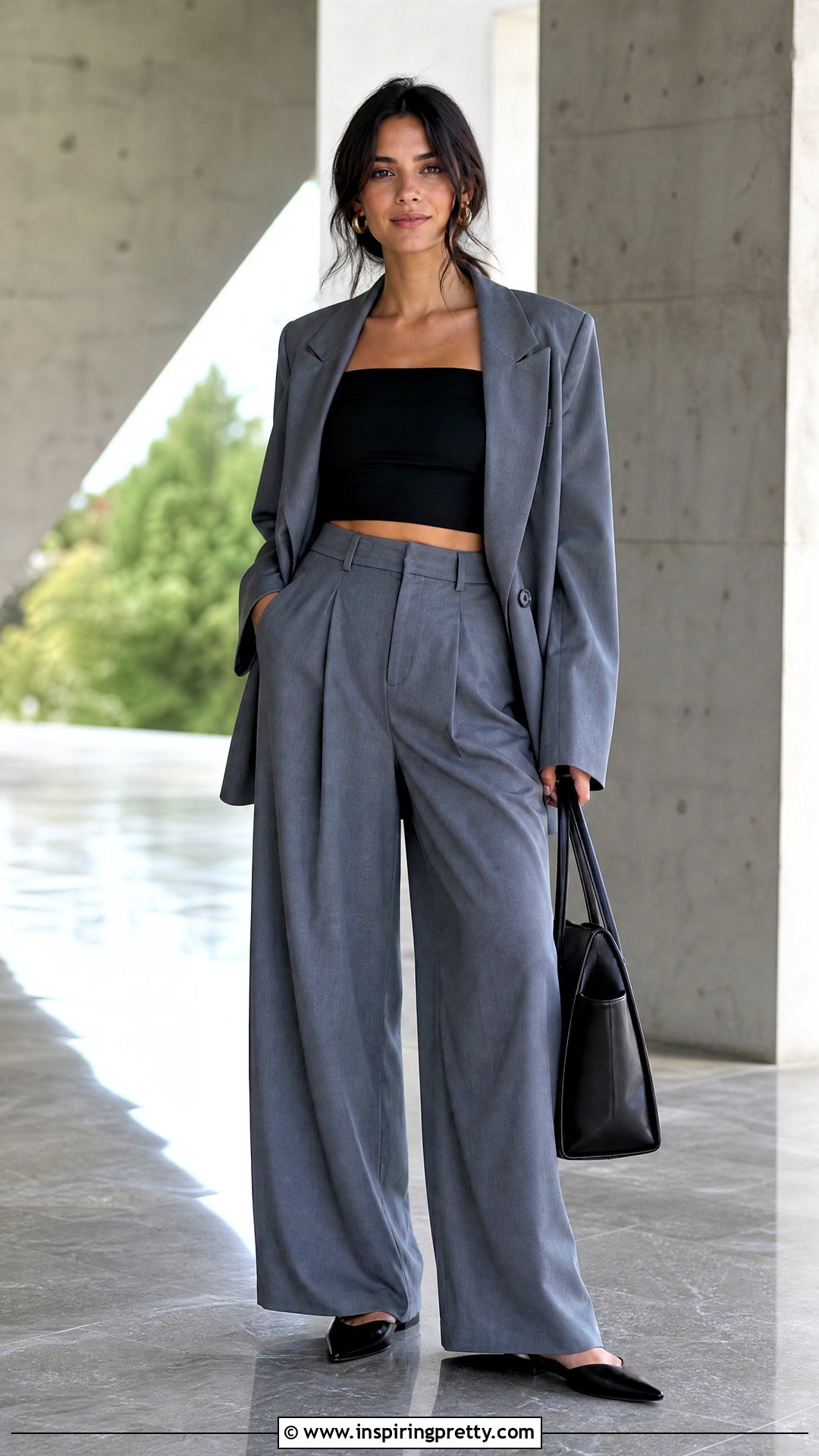 Black Off The Shoulder Crop Top With Blazer And Trousers - 20 Black Off-The-Shoulder Crop Top outfit ideas