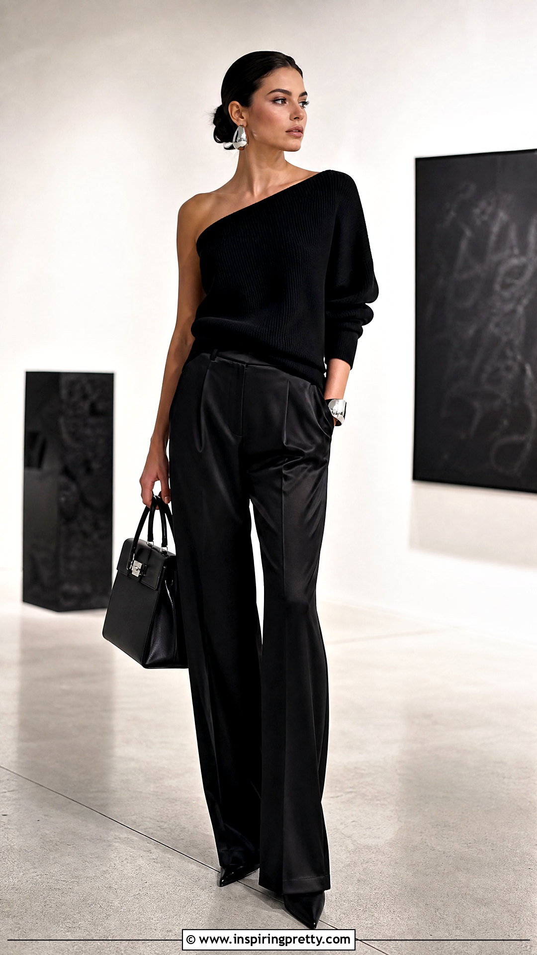 Black One Shoulder Top Monochrome Outfit - 50 one shoulder top outfit ideas