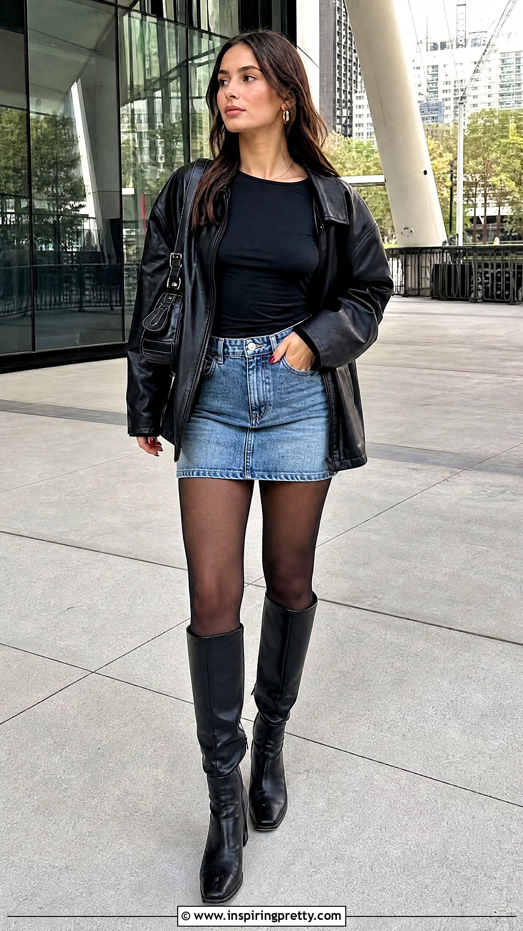 Black Only For Tonight Top With Denim Mini Skirt - 20 Only For Tonight Long Sleeve Top outfit ideas