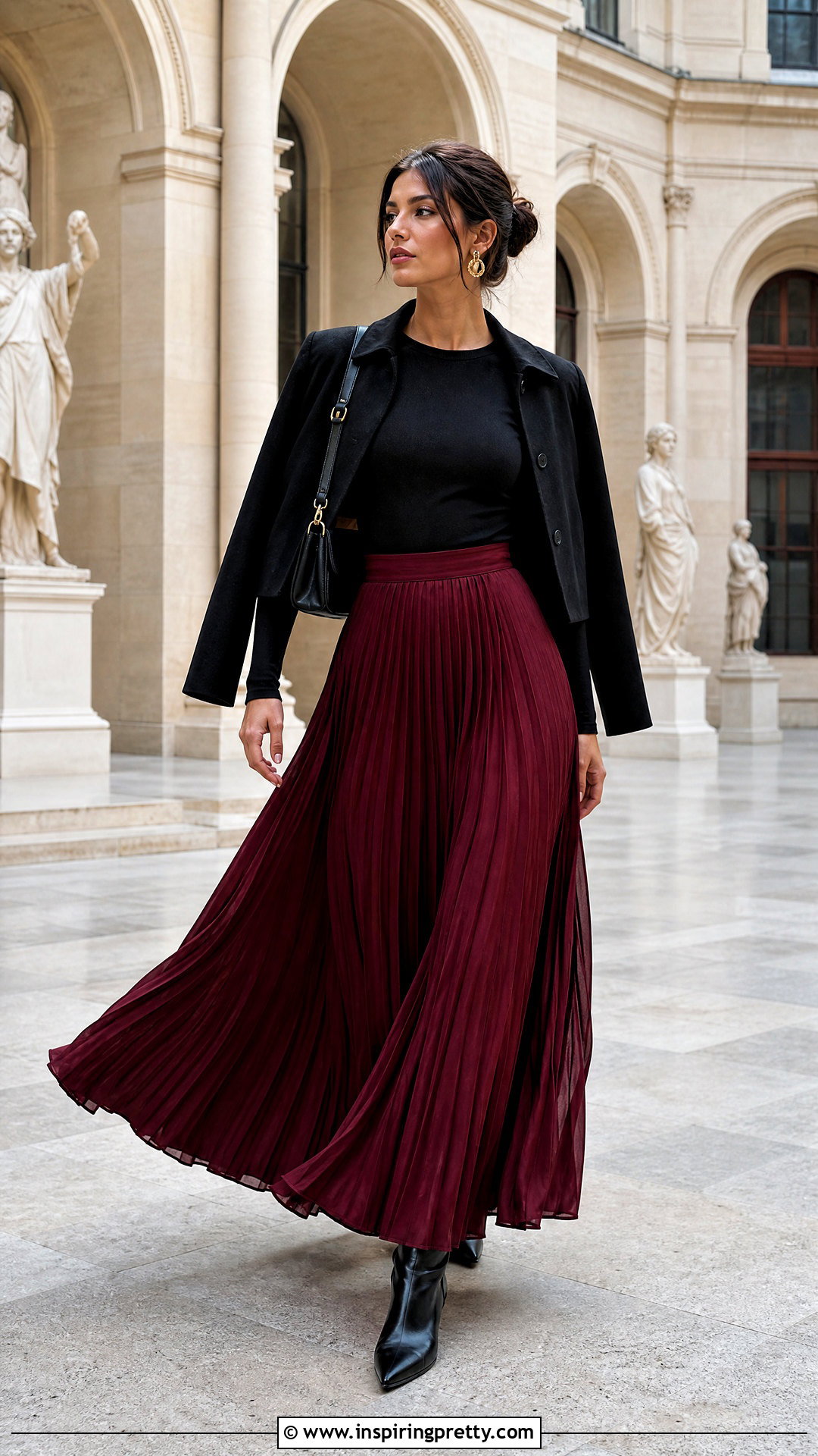 Black Only For Tonight Top With Pleated Maxi Skirt - 20 Only For Tonight Long Sleeve Top outfit ideas