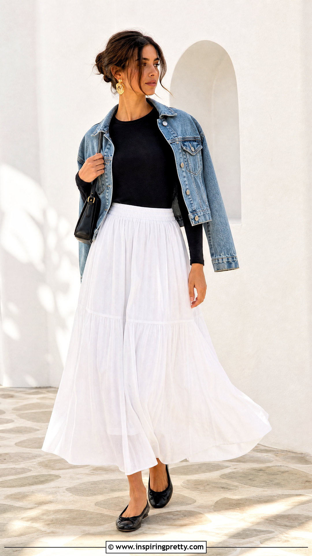 Black Only For Tonight Top With White Maxi Skirt - 20 Only For Tonight Long Sleeve Top outfit ideas