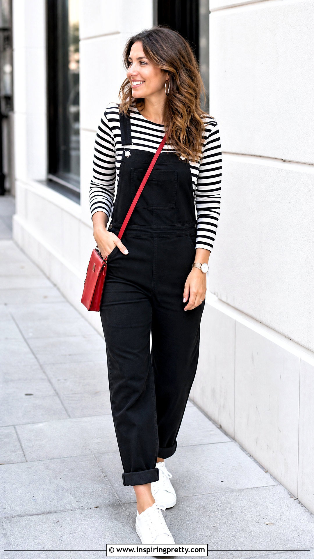 Black Overalls With Striped Shirt - 25 Overall Top Shirt outfit ideas