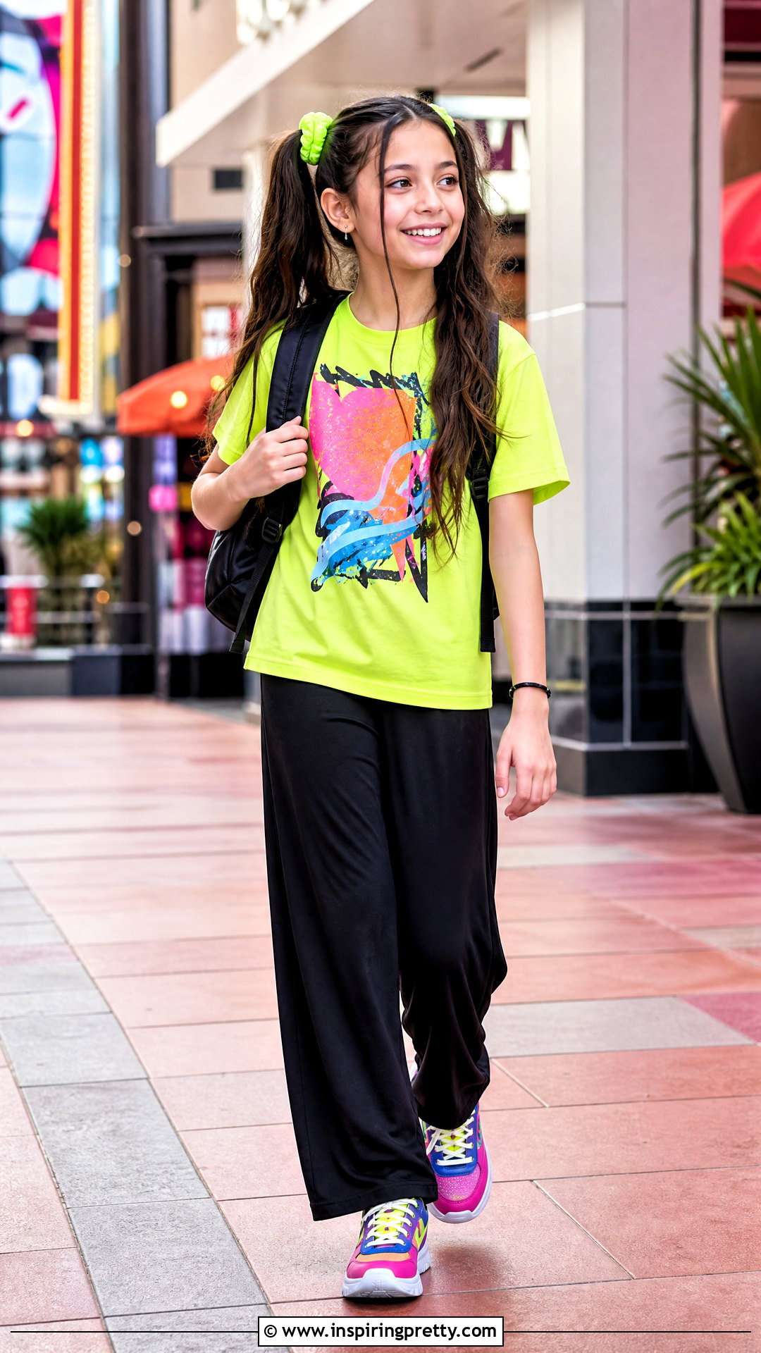 Black Palazzo With Neon Graphic Tee - 50 kids plazo with tops